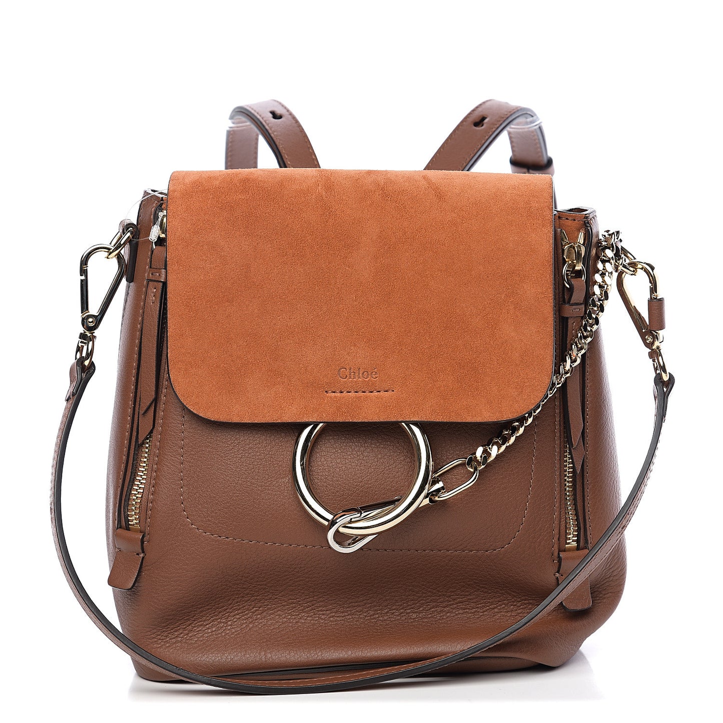 Suede Calfskin Small Faye Backpack Tan