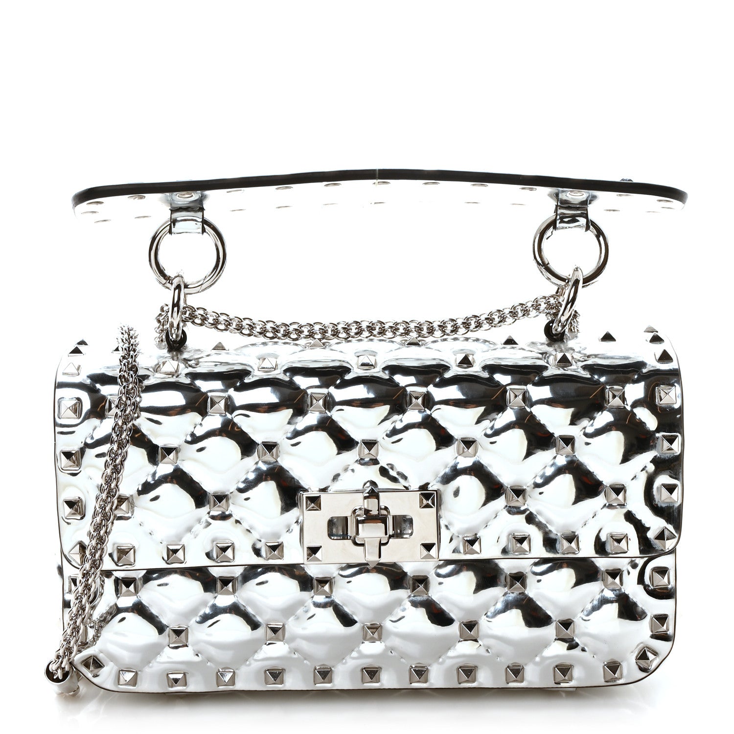 Valentino Garavani Metallic Patent Quilted Small Rockstud Spike 