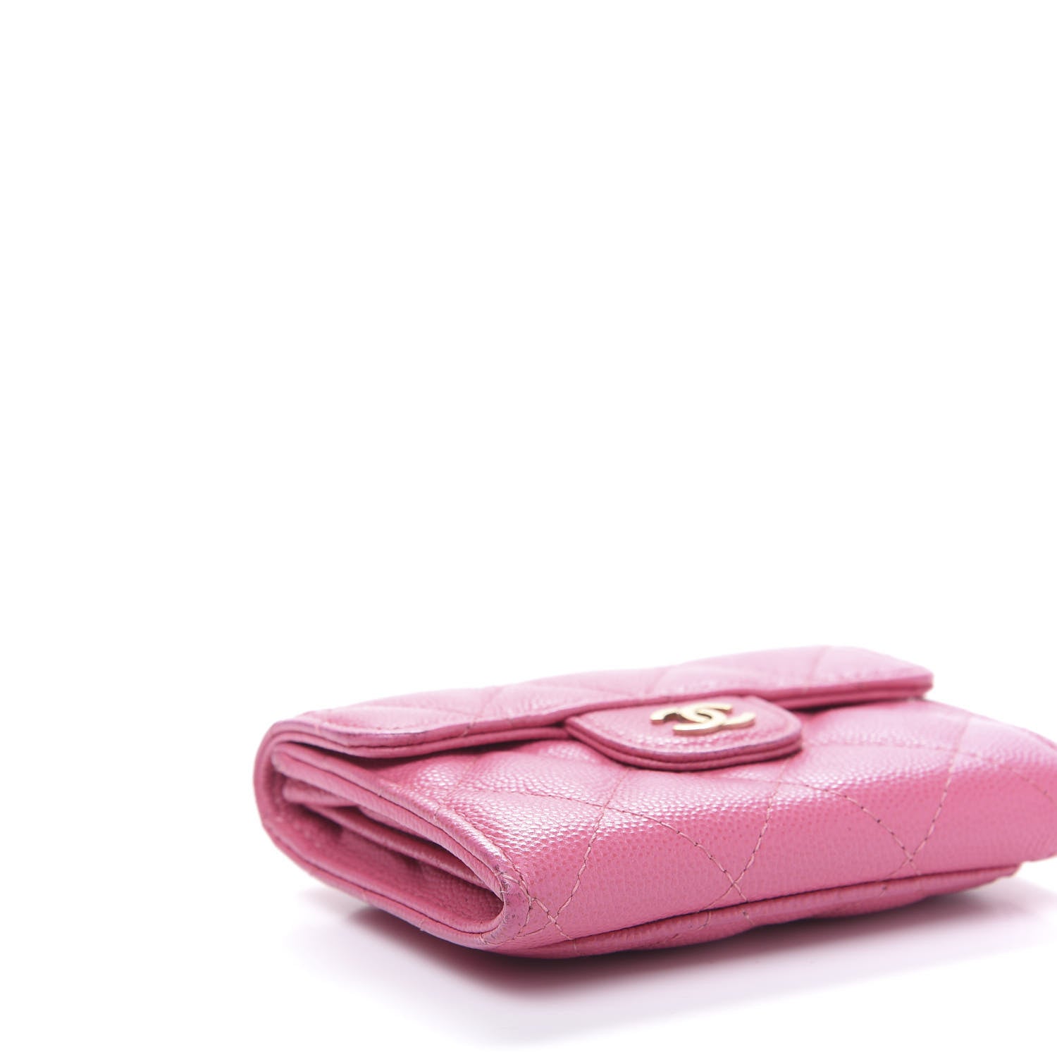 Chanel Iridescent Caviar Quilted Flap Card Holder Wallet Pink 6 of 9