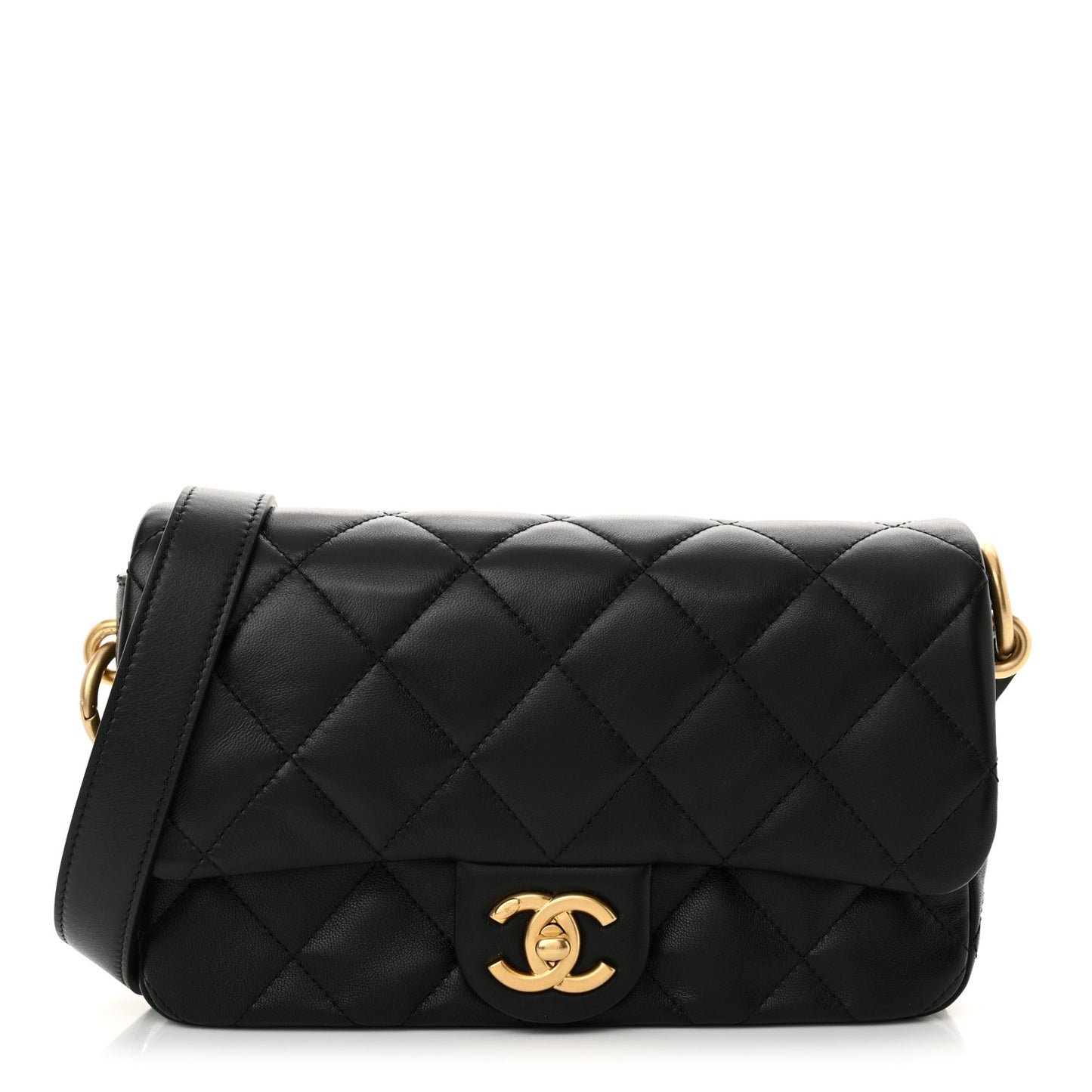 Lambskin Quilted Flap Black