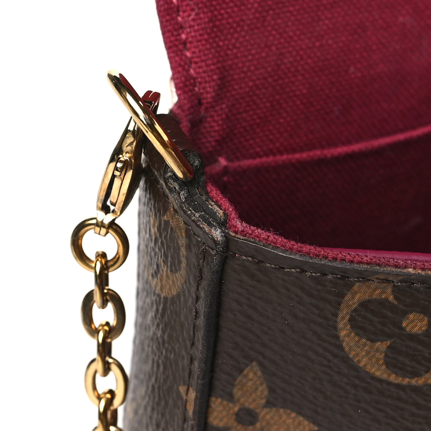 Monogram Pochette Felicie Chain Wallet Fuchsia