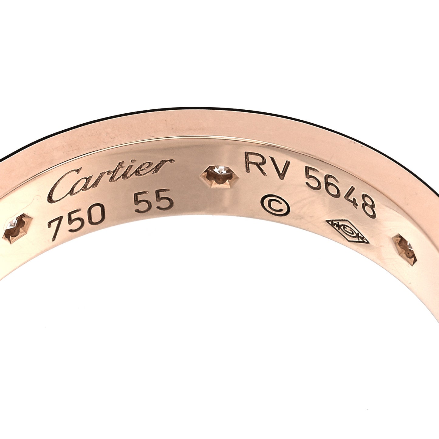 18K Pink Gold 8 Diamond 4mm LOVE Wedding Band Ring 55 7.25