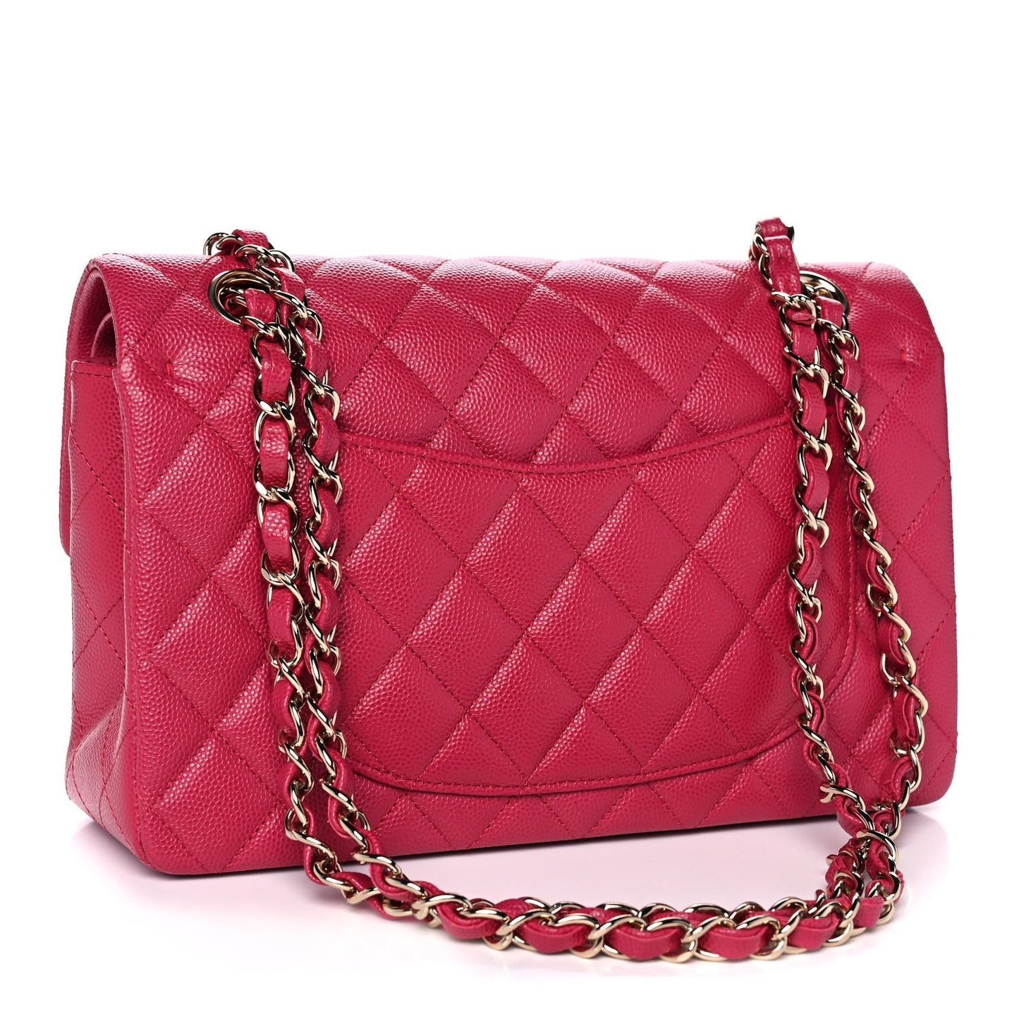 Caviar Quilted Small Double Flap Dark Pink