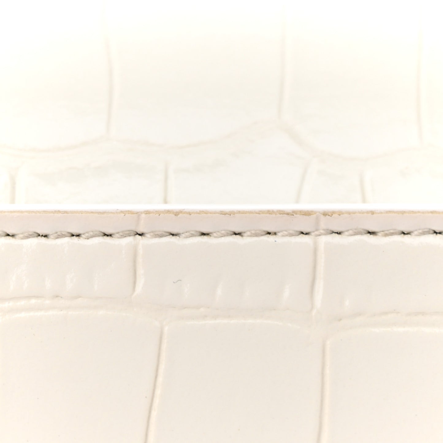 Shiny Calfskin Crocodile Embossed Hourglass Chain Bag White