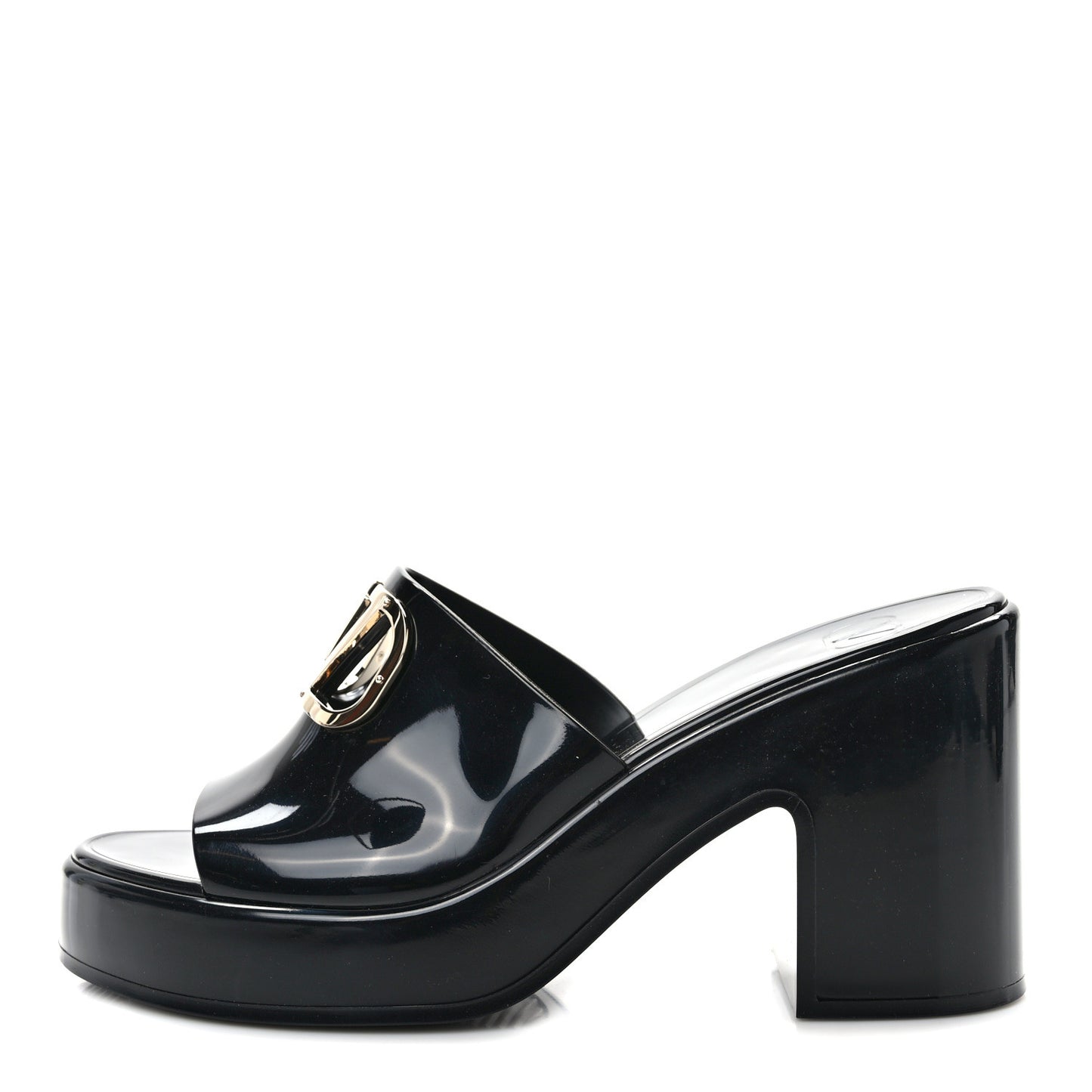 Rubber VLogo PM Platform Slide Sandals 40 Black
