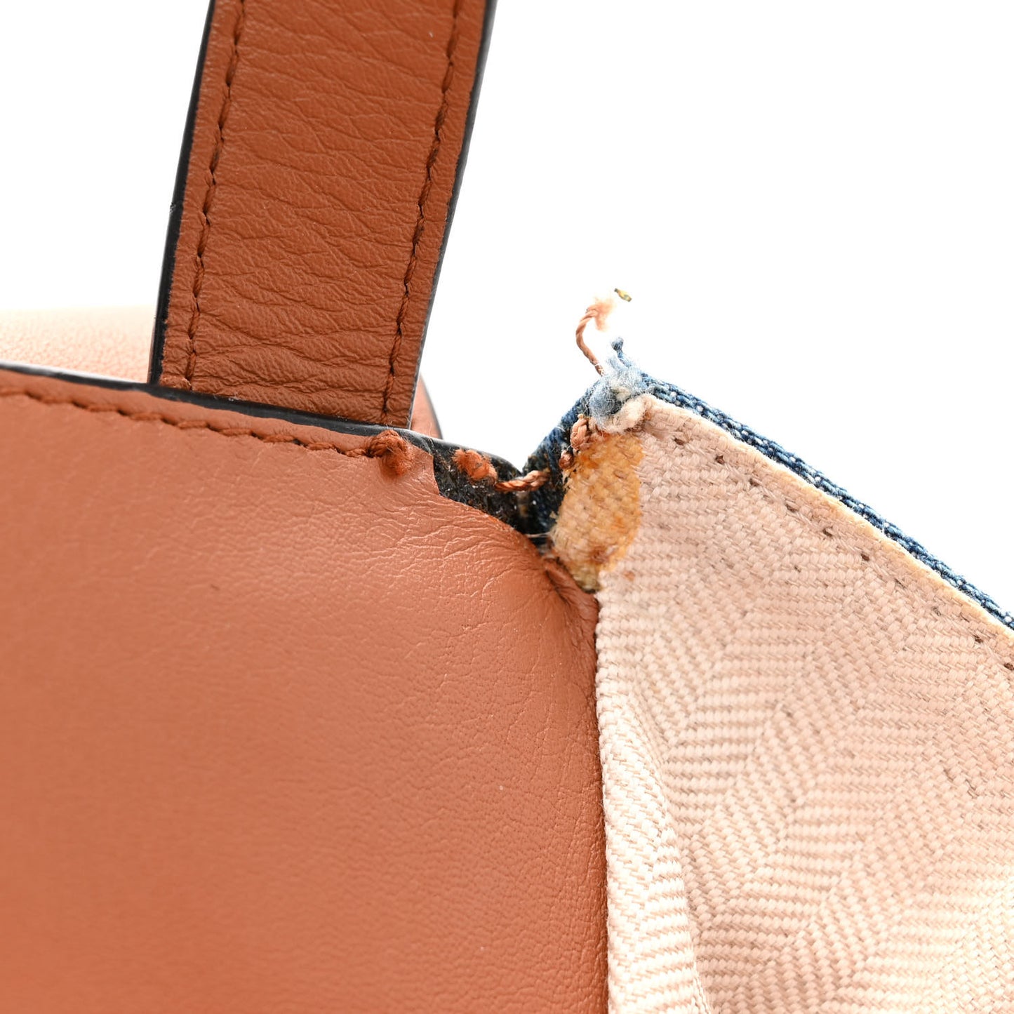 Calfskin Denim Small Hammock Shoulder Bag Blue Tan