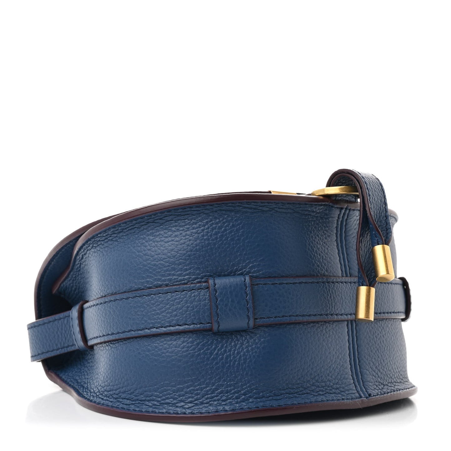 Calfskin Small Marcie Round Crossbody Bag Deep Denim
