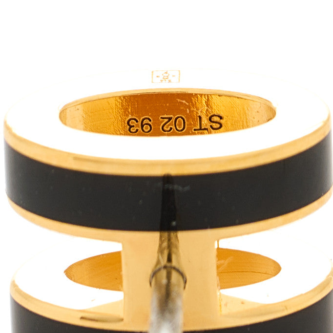 Gold Lacquered Mini Pop H Earrings Black