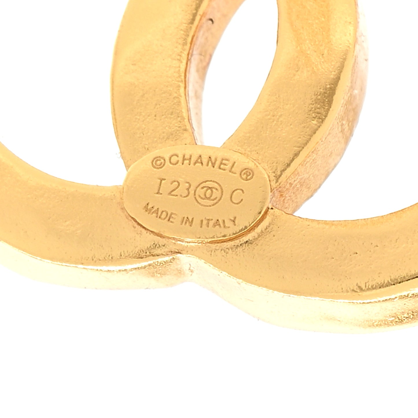Metal CC Earrings Gold White