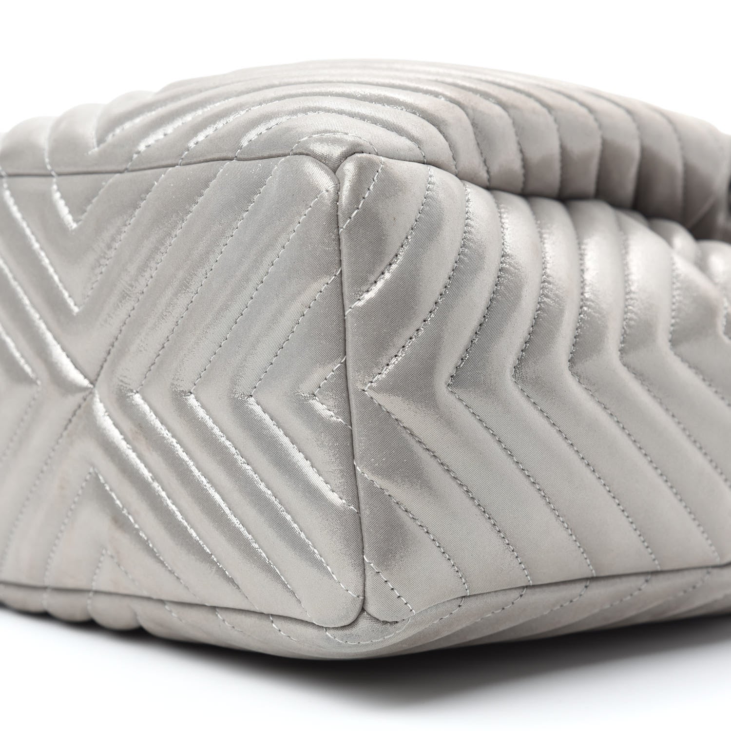 Chanel Iridescent Calfskin Chevron Small Urban Spirit Drawstring Bag Silver 7 of 18