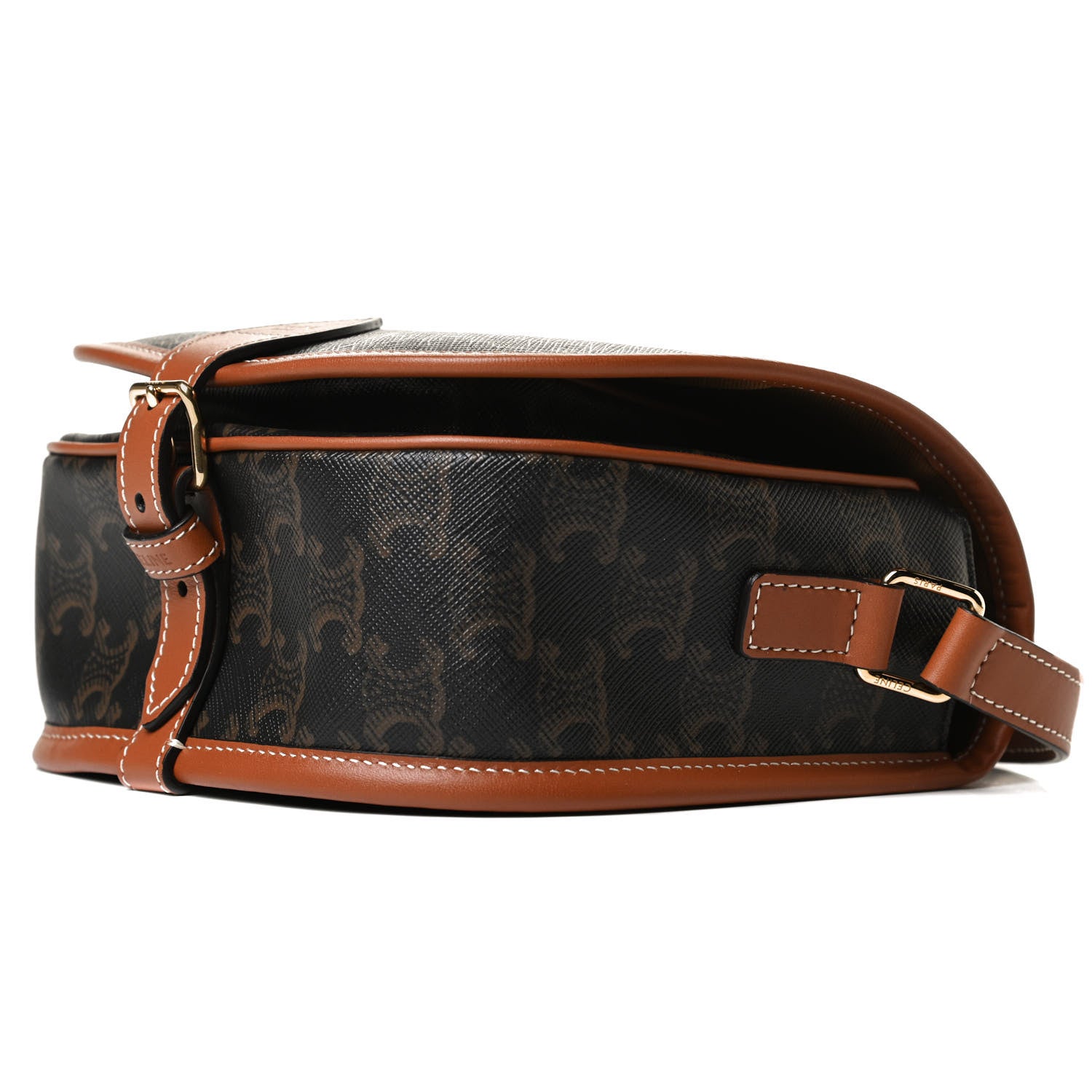 Celine Triomphe Canvas Medium Folco Bag Tan 10 of 11