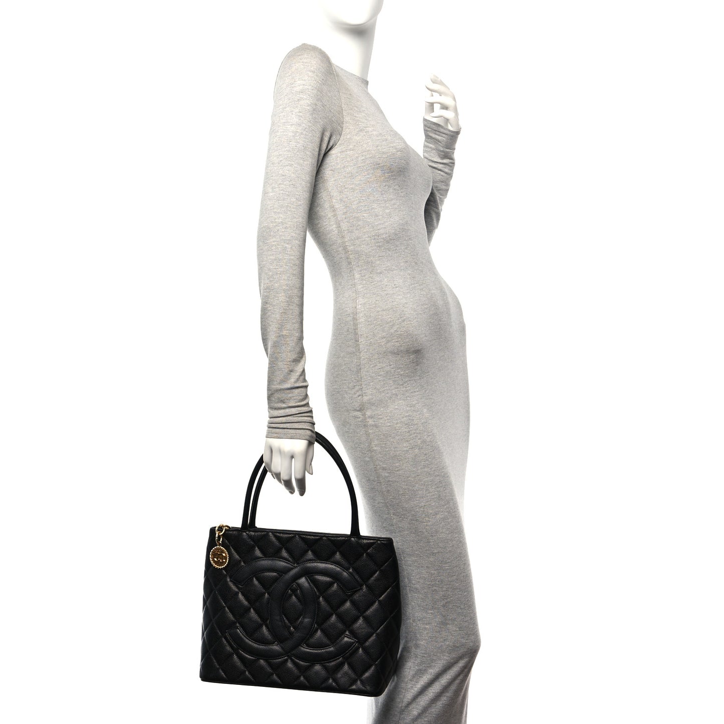 Caviar Quilted Medallion Tote Black