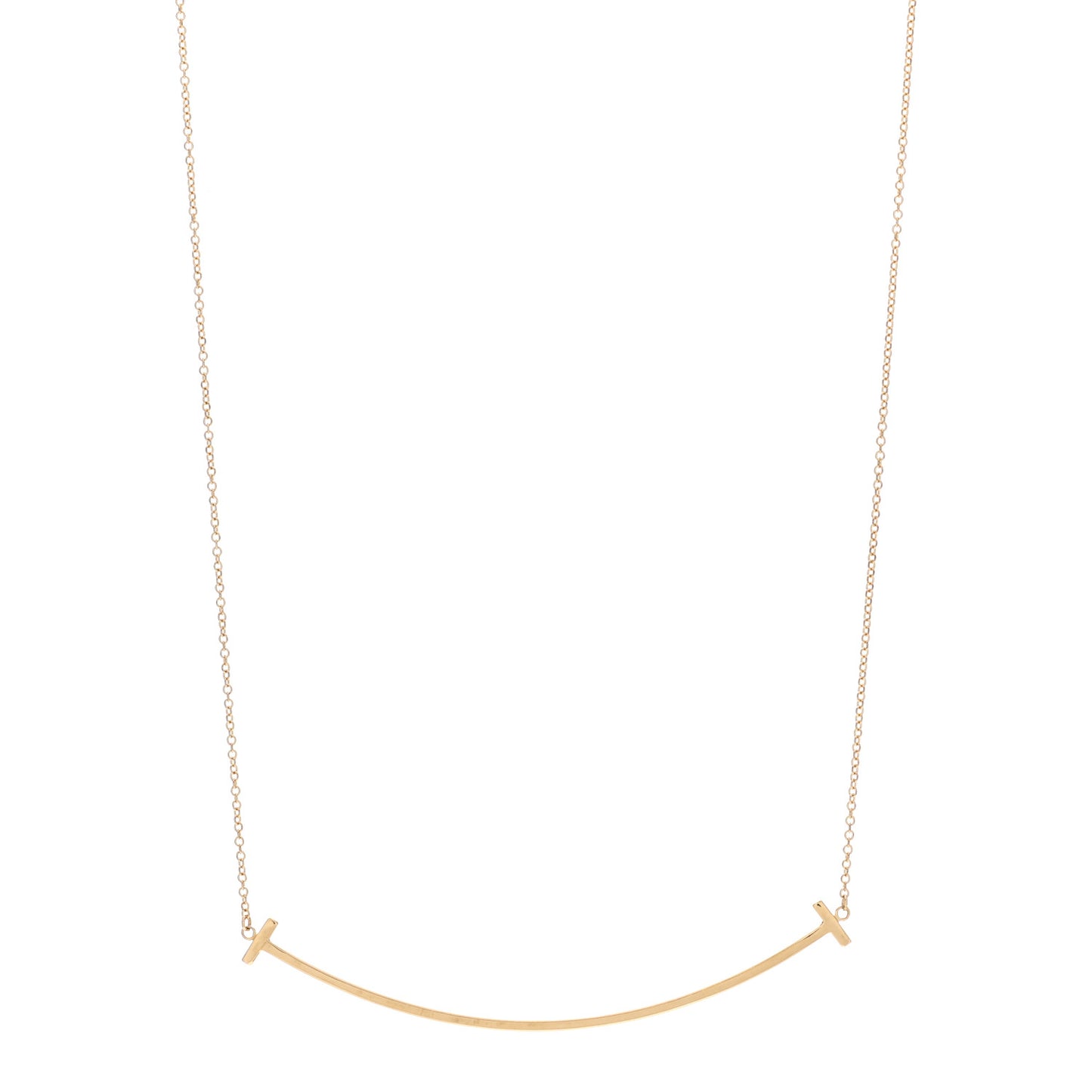 18K Yellow Gold Large T Smile Pendant Necklace