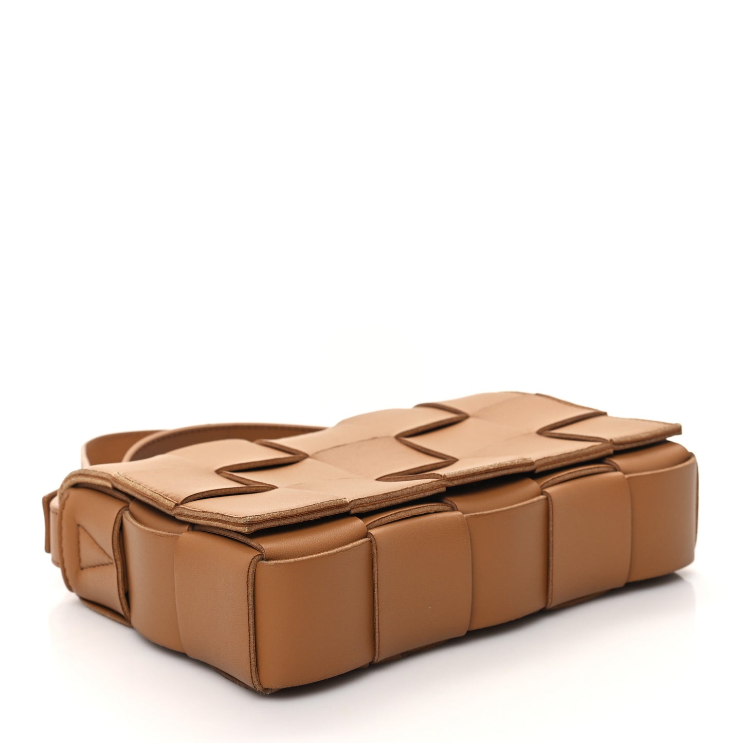 Lambskin Maxi Intrecciato Cassette Crossbody Bag Caramel