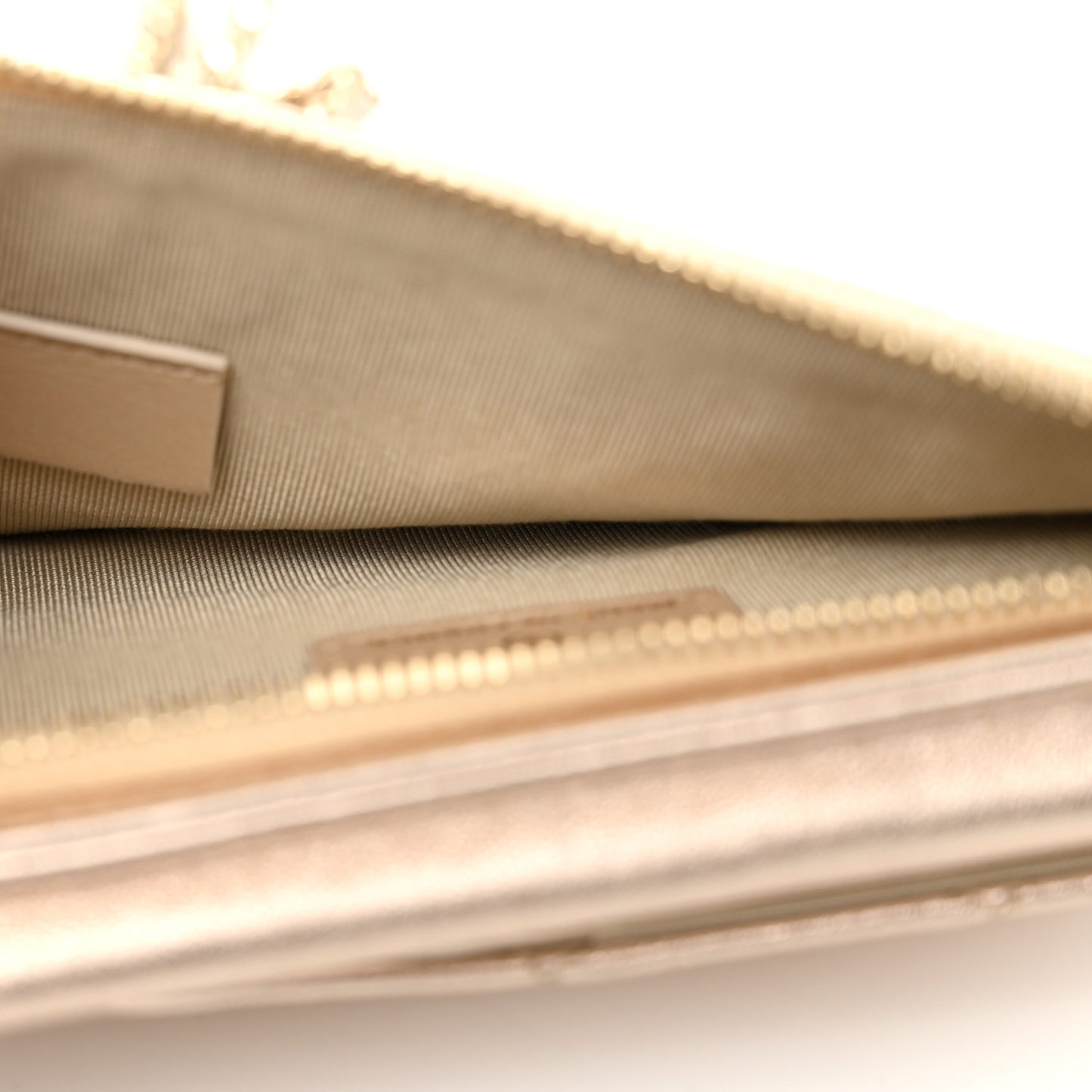 Metallic Lambskin Quilted Zip Phone Case Gold