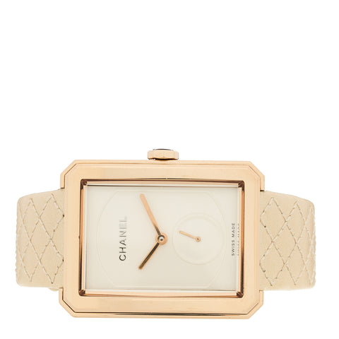 18K Beige Gold Calfskin 29mm Boy-Friend Manual Winding Watch Silver
