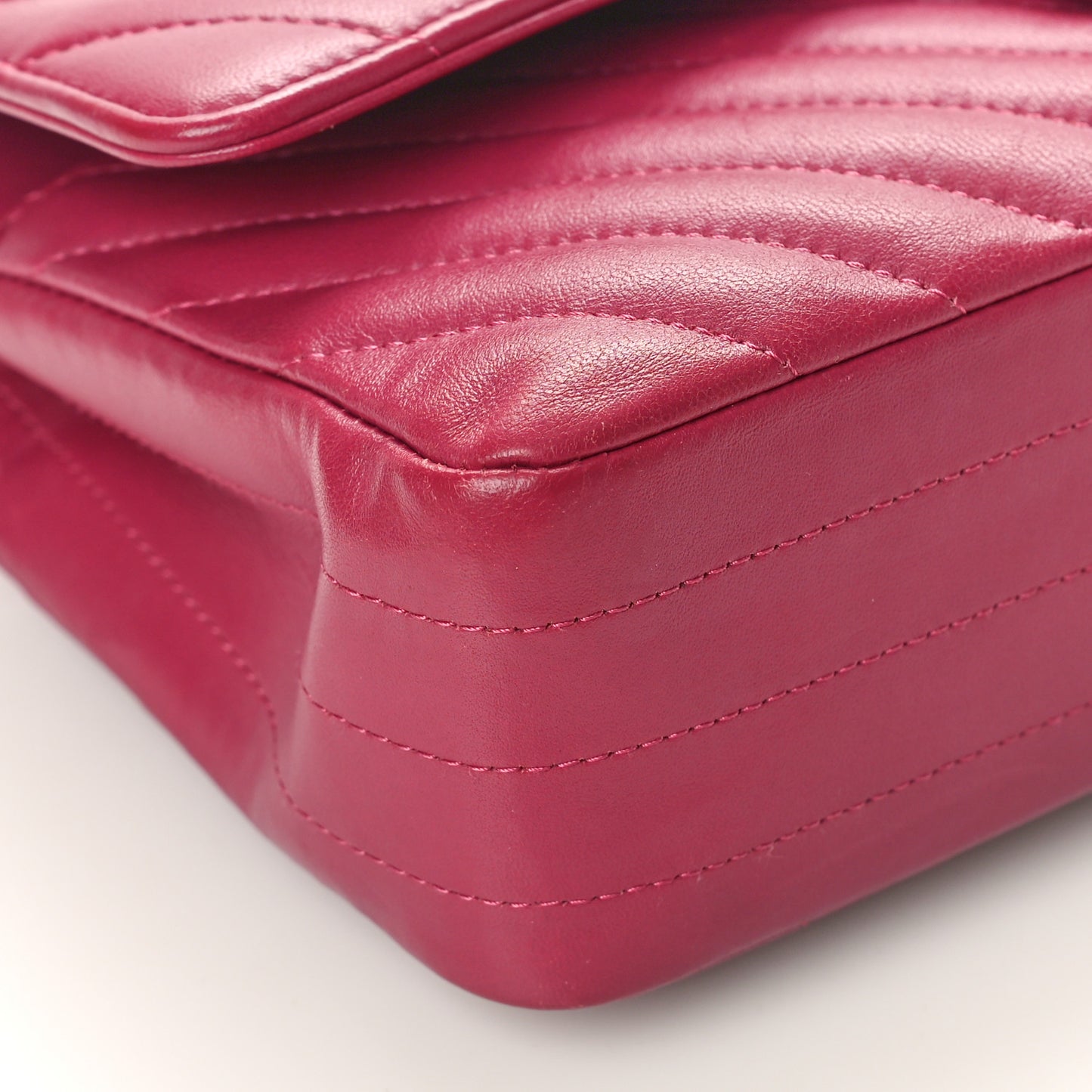 Lambskin Chevron Quilted Medium Double Flap Pink