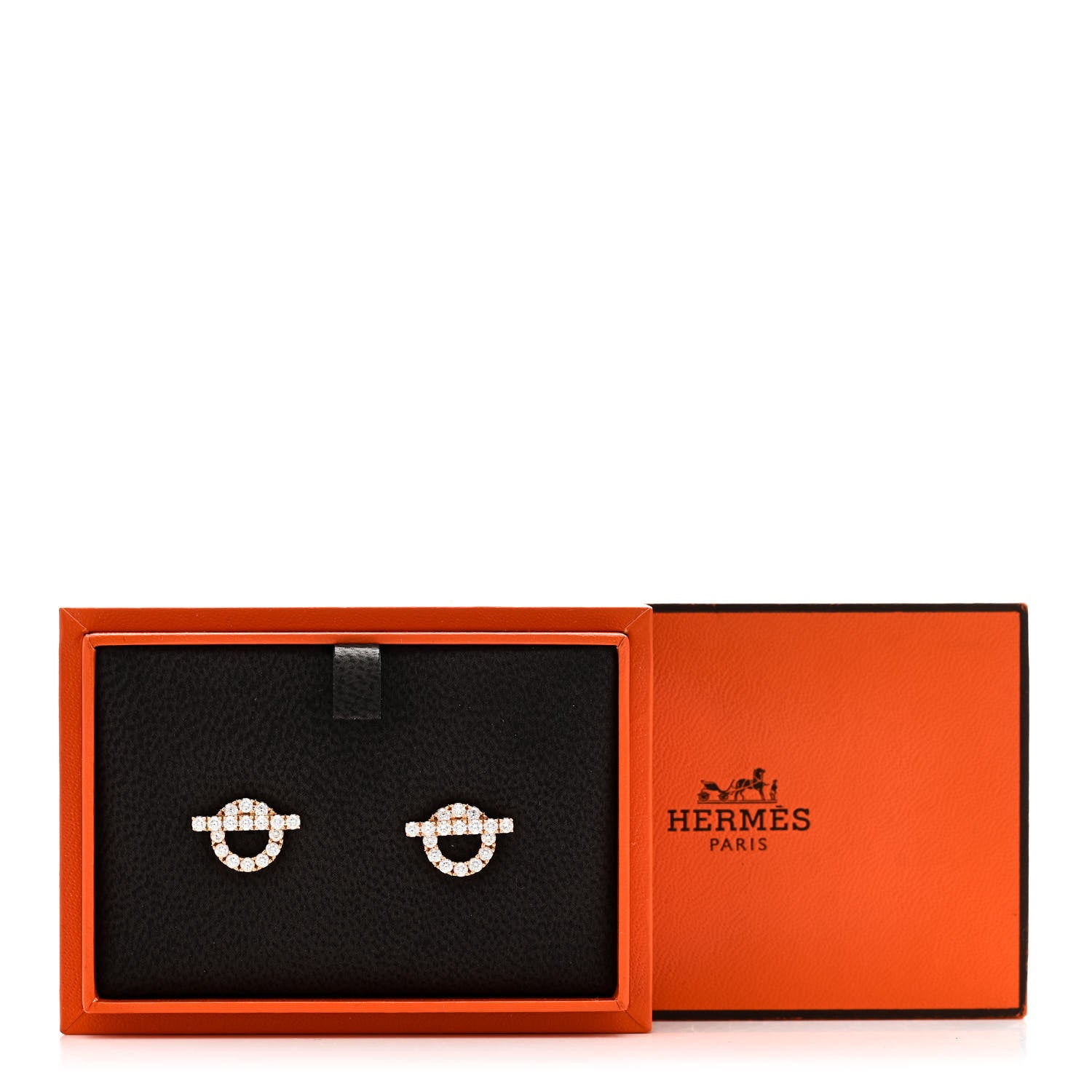 Hermes 18K Rose Gold Diamond Finesse Earrings 5 of 5
