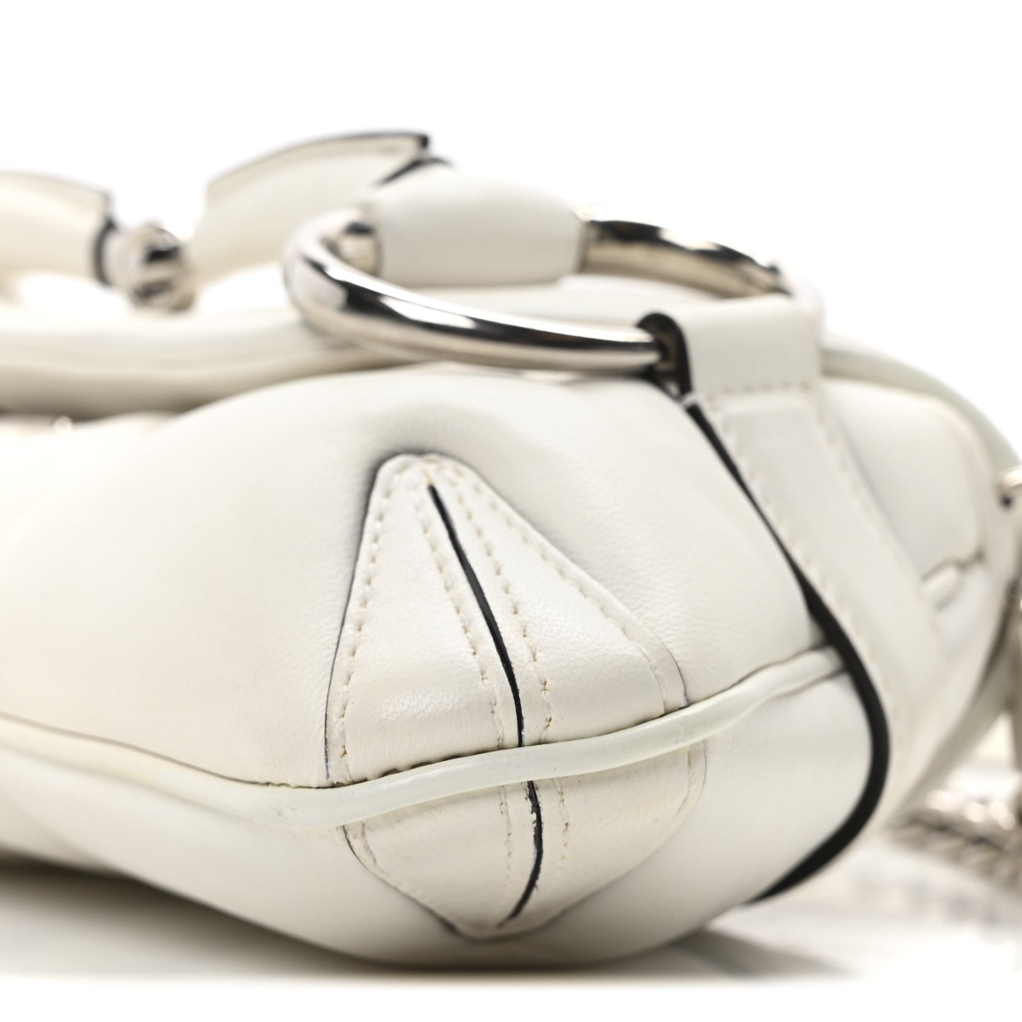 Nappa Vertical Matelasse Small Maxi Horsebit Chain Shoulder Bag Great White