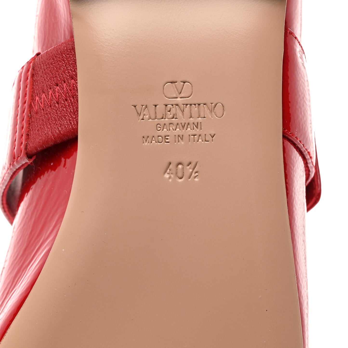 VALENTINO GARAVANI Naplack Nappa Vlogo Locker Mary Jane Collapsible Heel Ballerina Flats 40.5 Rosso Valentino