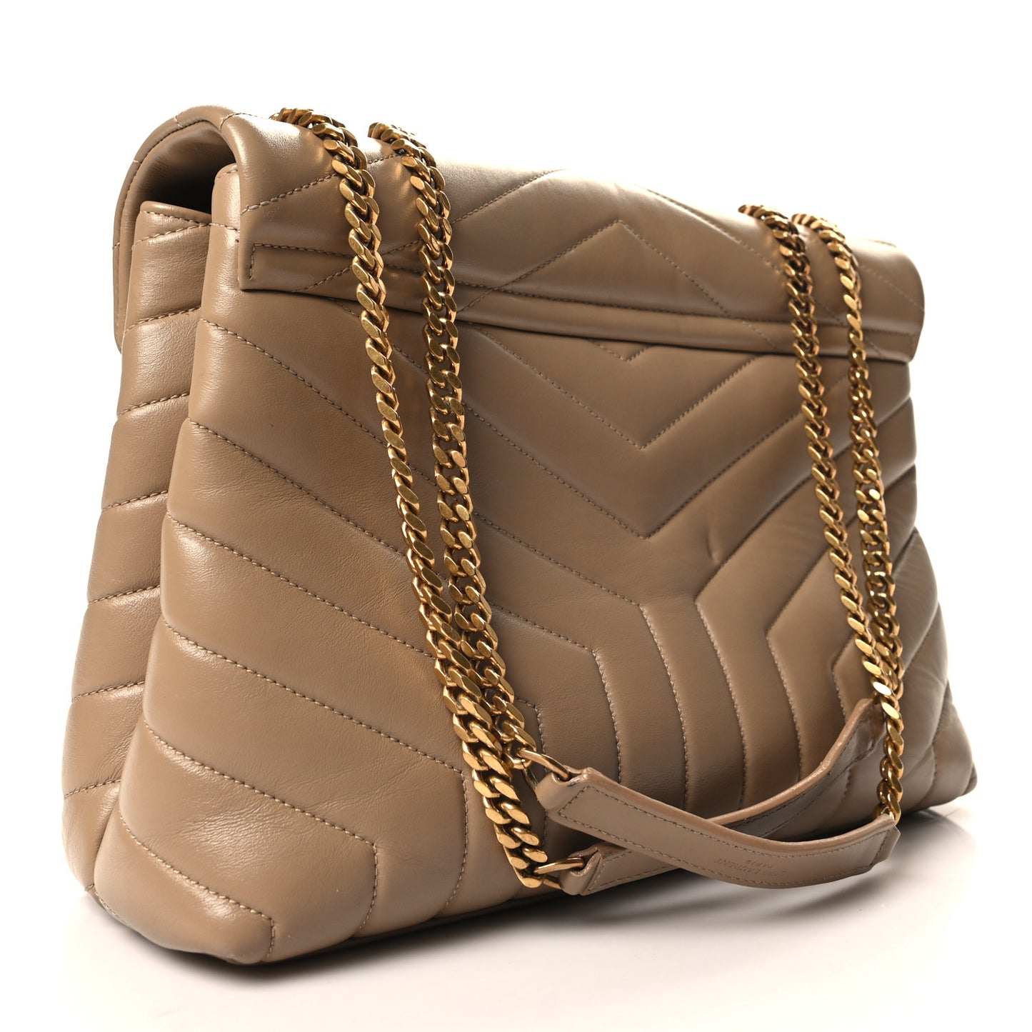 Calfskin Y Quilted Monogram Medium Loulou Chain Satchel Dark Latte