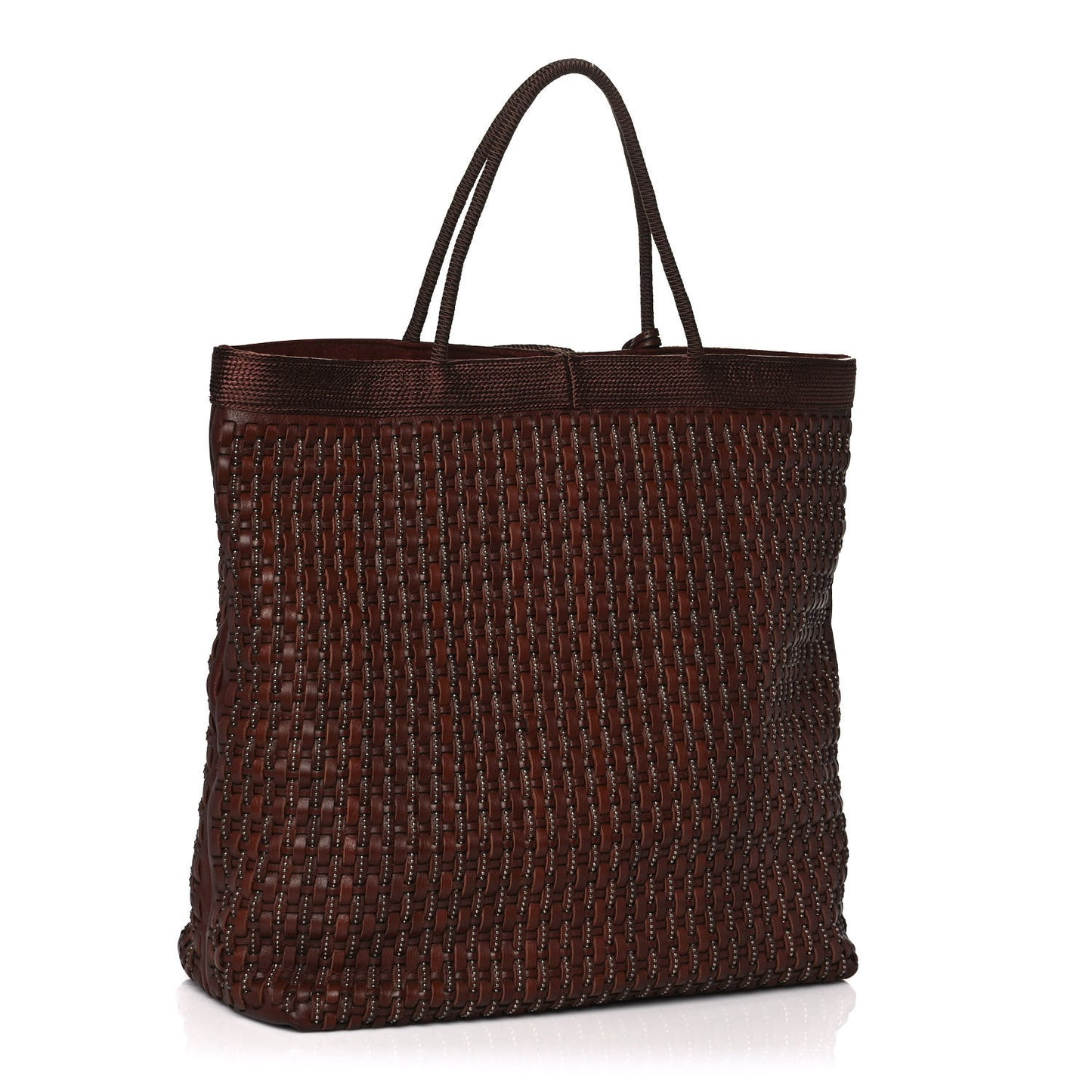 Calfskin Woven Patti Tote Brown