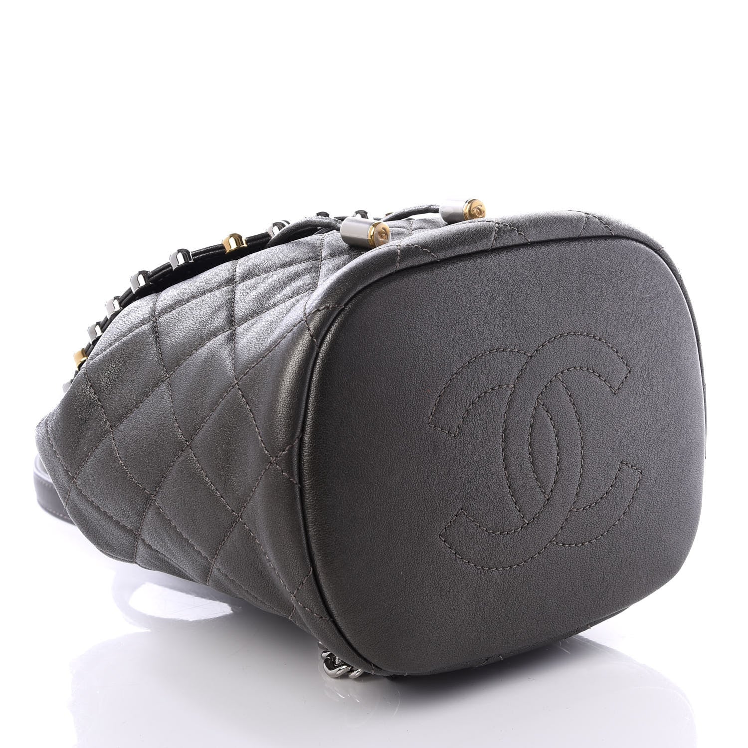 Chanel Lambskin Quilted Metallic Bubble Backpack Black 3 of 8