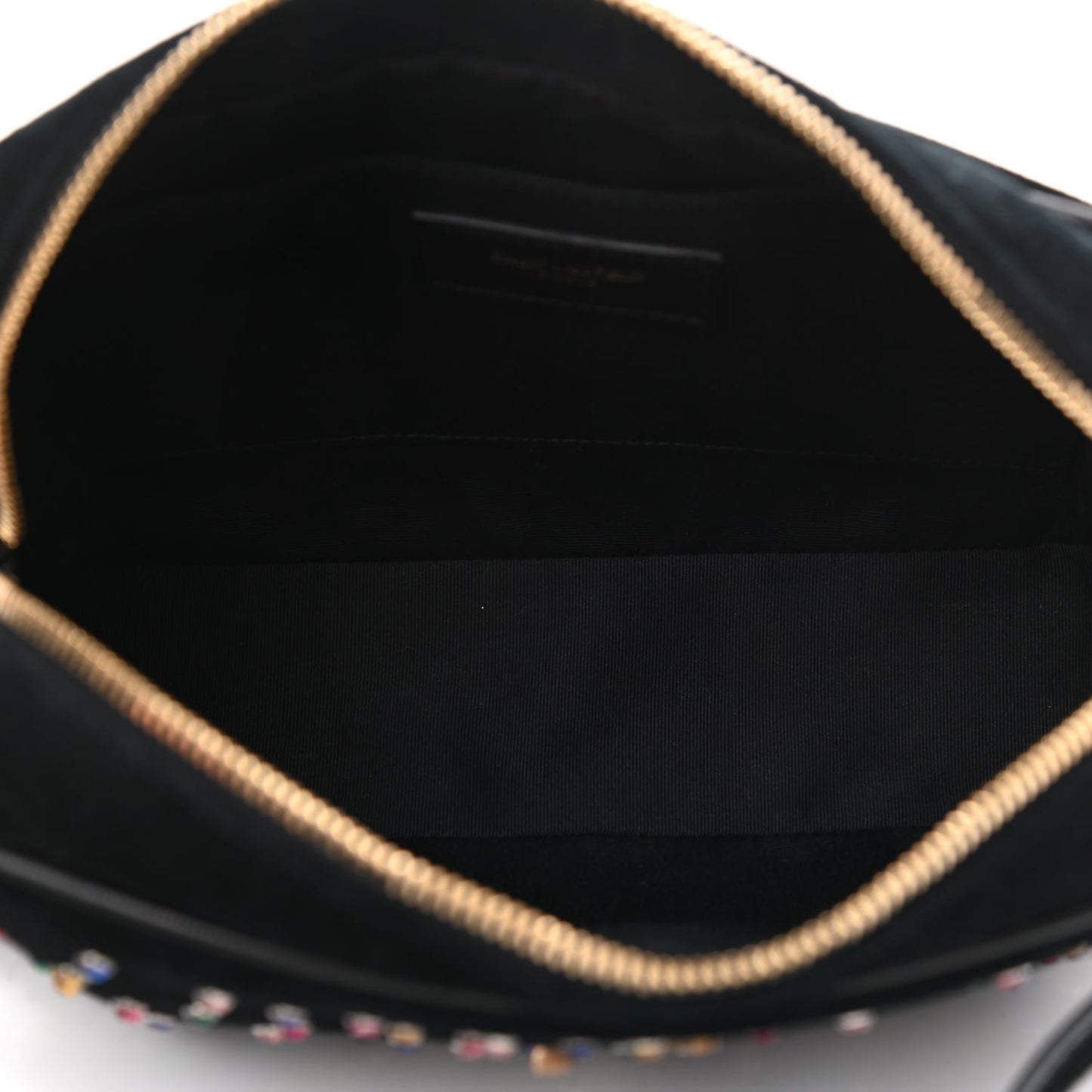 Suede Crystal Camera Bag Black