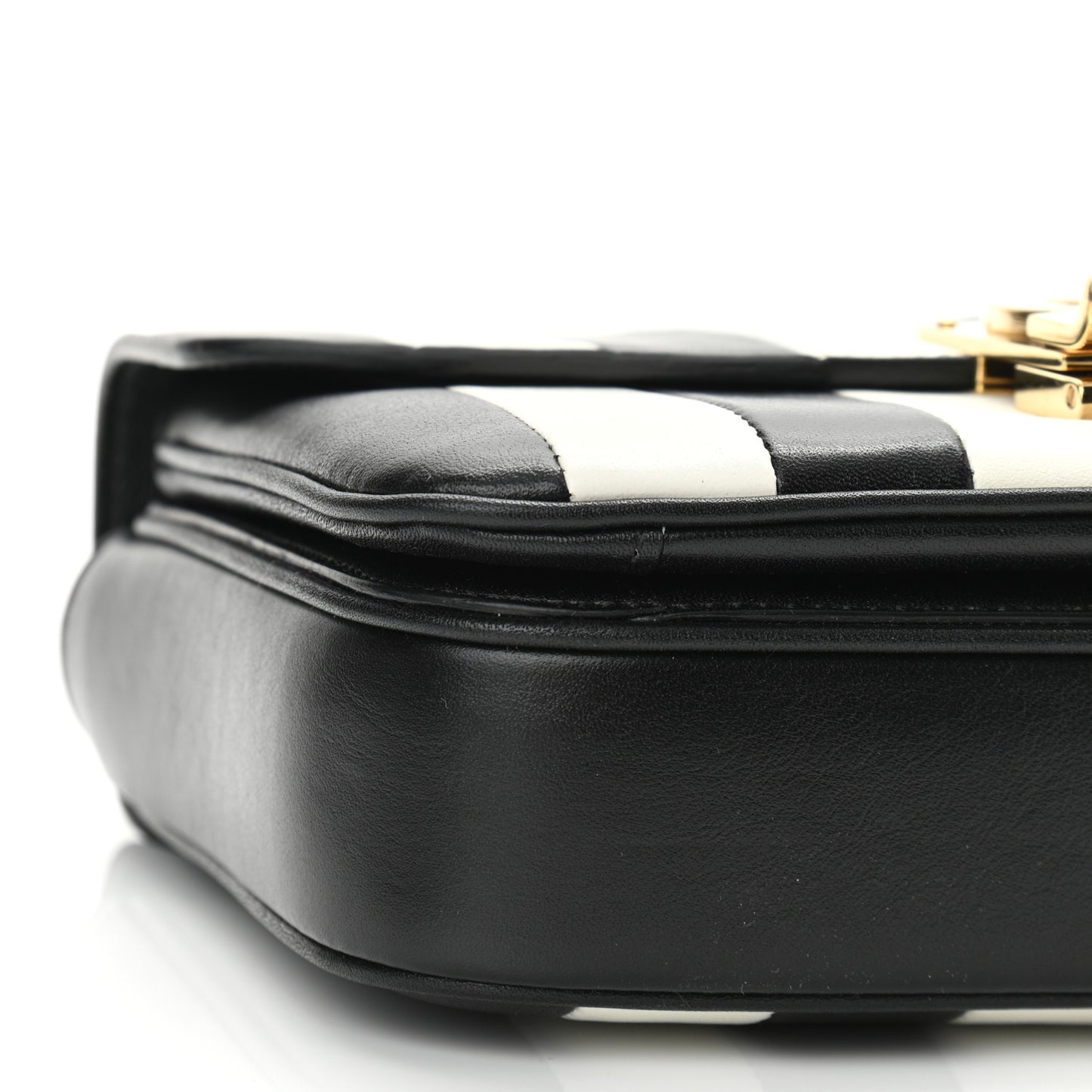 Shiny Calfskin Stripes Small C Bag Black