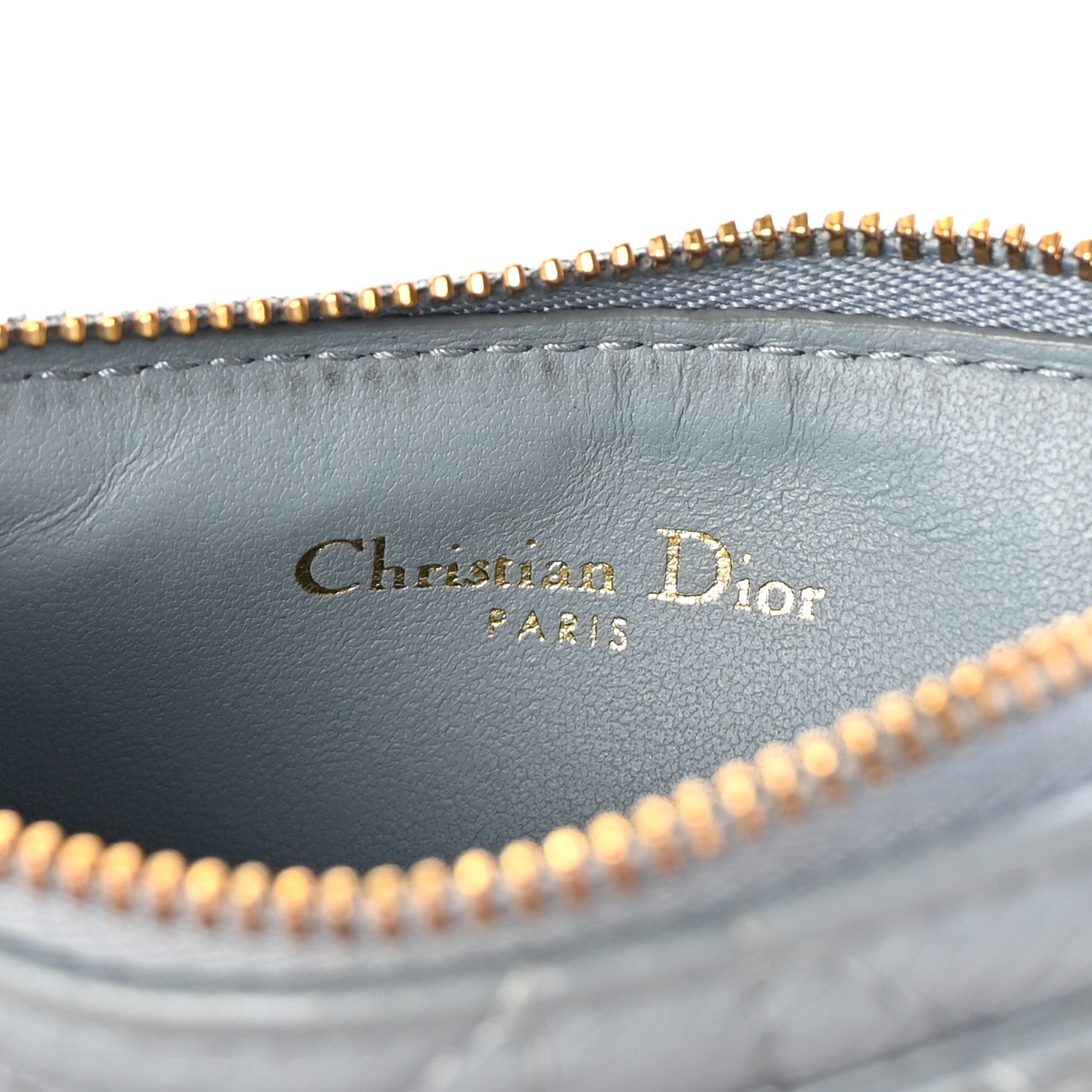 Christian Dior Supple Calfskin Cannage Caro Cosmos Zipped Card Holder Cloud Blue 6 of 8