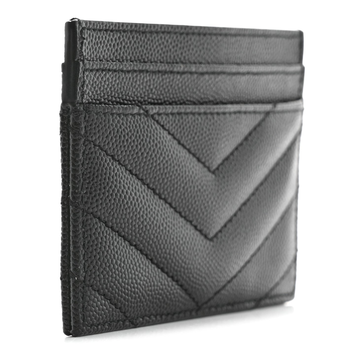 Grain De Poudre Matelasse Chevron Monochrome Monogram Credit Card Case Black