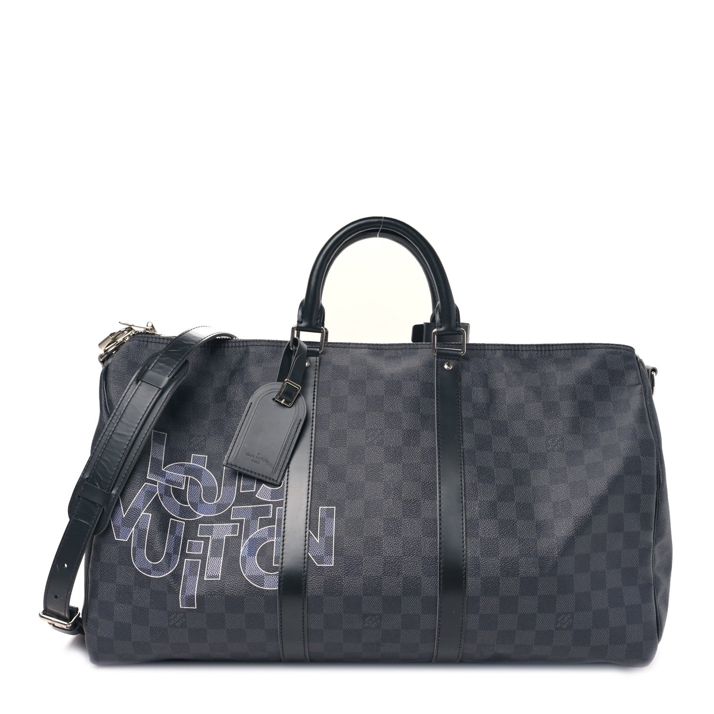 Damier Graphite Logo Keepall Bandouliere 50 Gris