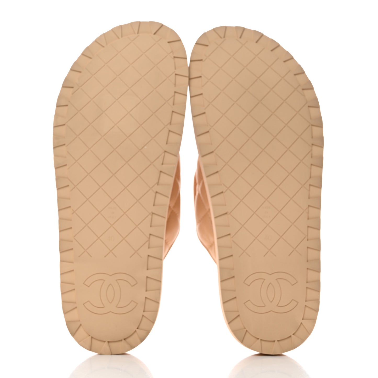 Lambskin Quilted CC Turnlock Mules 40 Beige