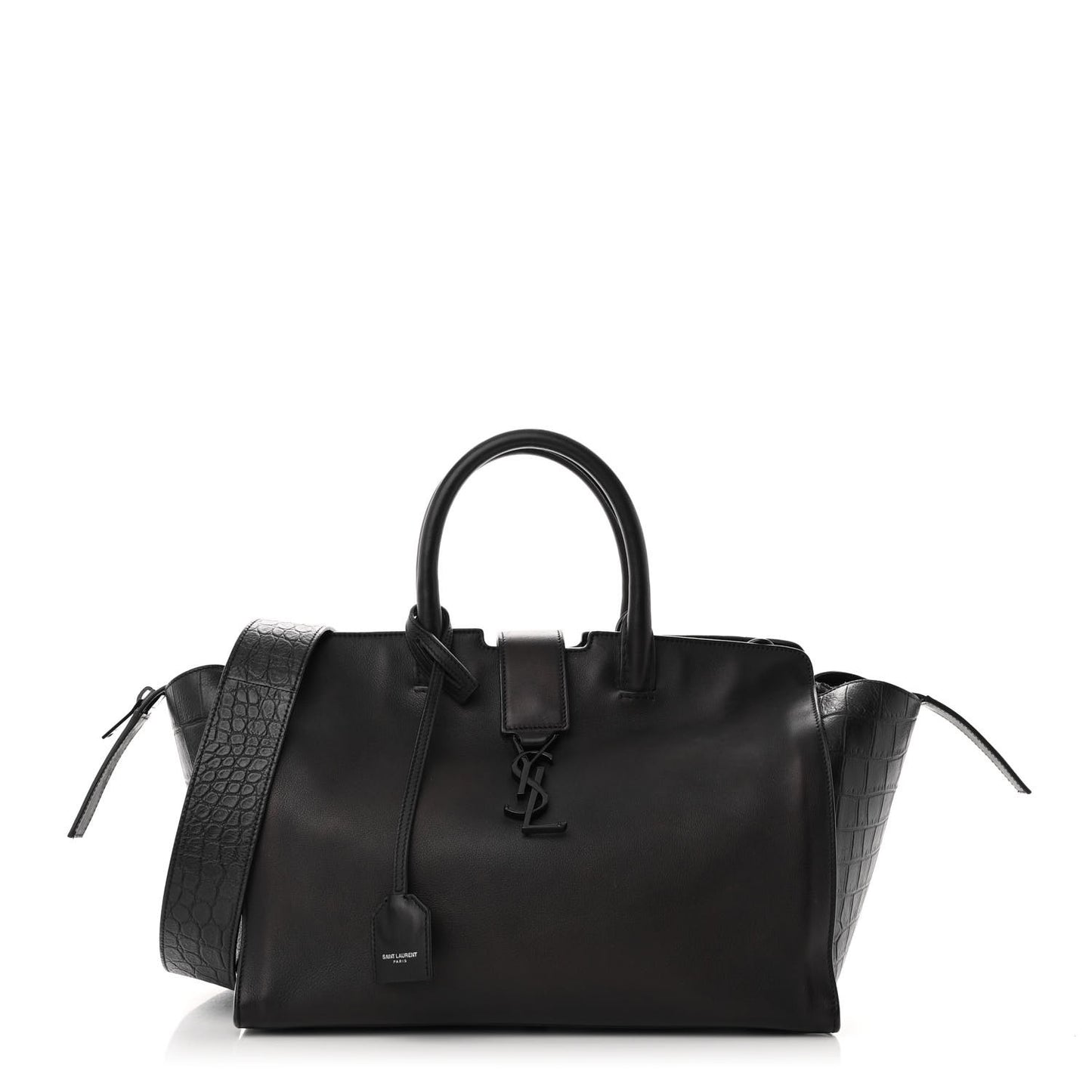 Smooth Calfskin Crocodile Embossed Small Monogram Downtown Cabas Black