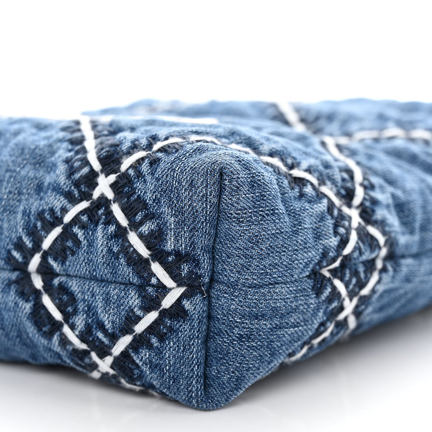 Denim Stitched Quilted Mini Chanel 22 Blue