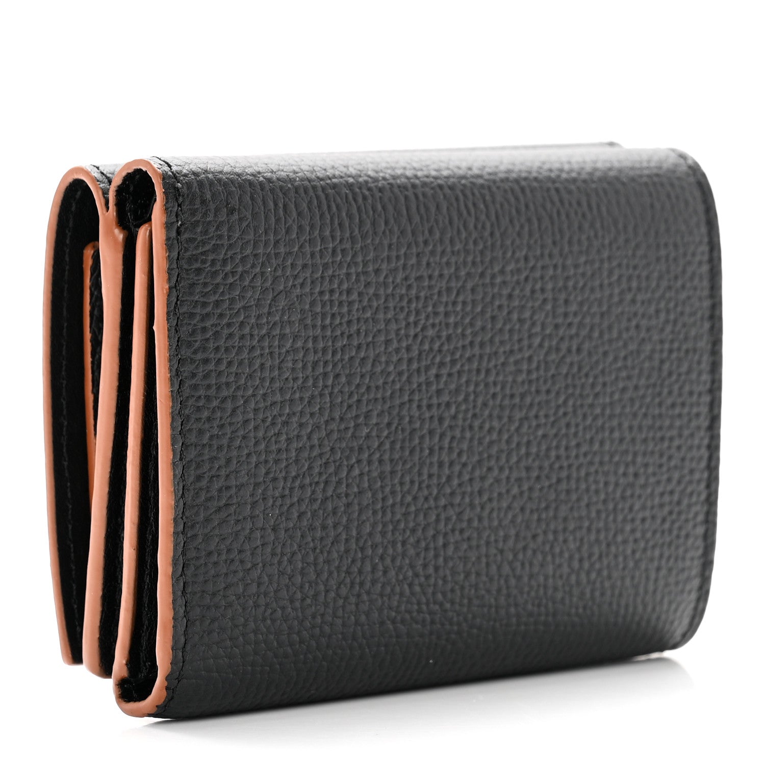 Loewe Grained Calfskin Anagram Trifold Wallet Black 4 of 7
