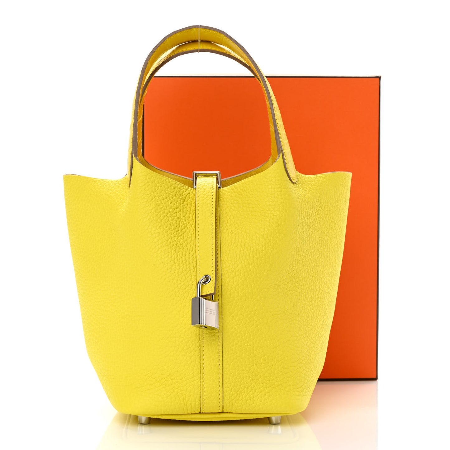 Taurillon Clemence Matte Alligator Picotin Lock Touch 18 PM Mimosa