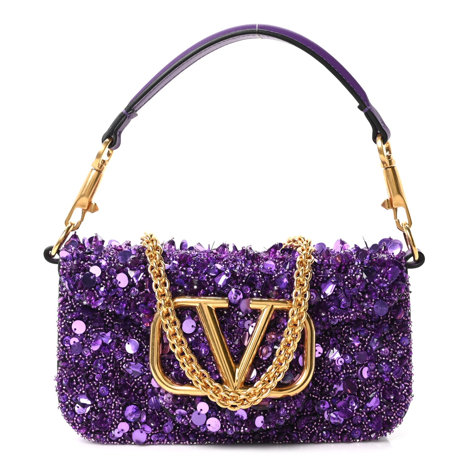 Valentino Garavani Sequin Crystal Vlogo Embroidered Small Loco