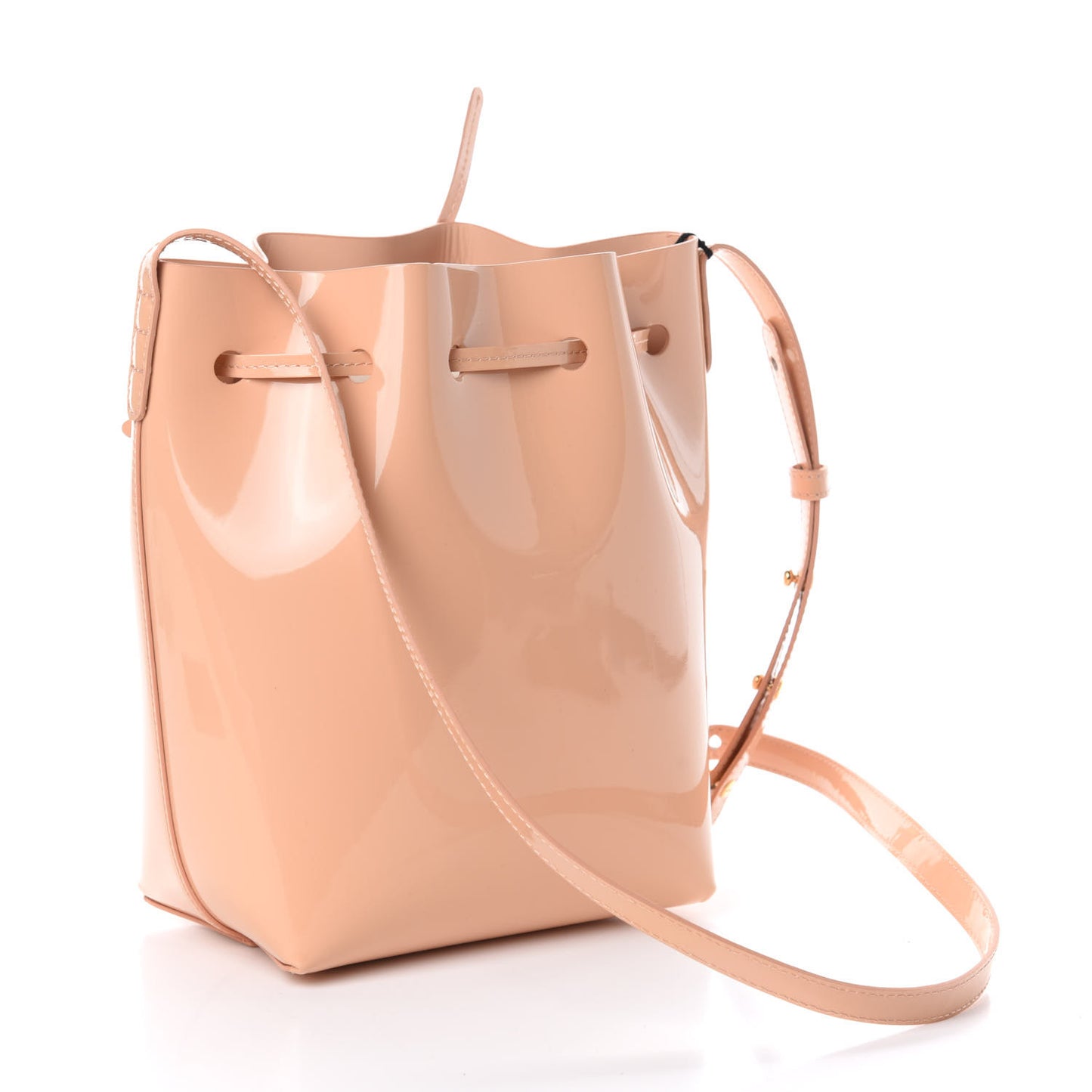 Patent Calfskin Mini Bucket Bag Rosa