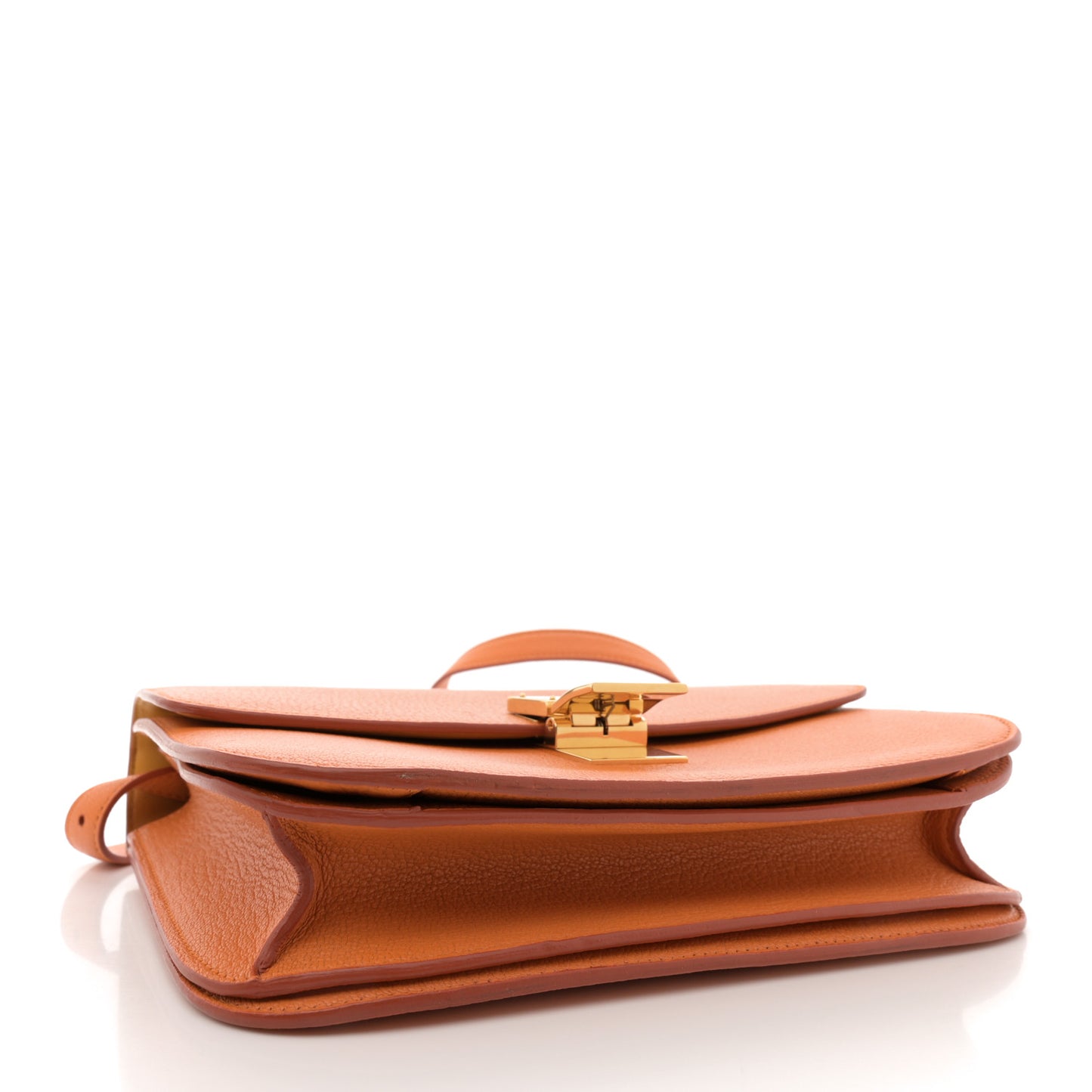 Goatskin Medium Classic Box Flap Bag Orange
