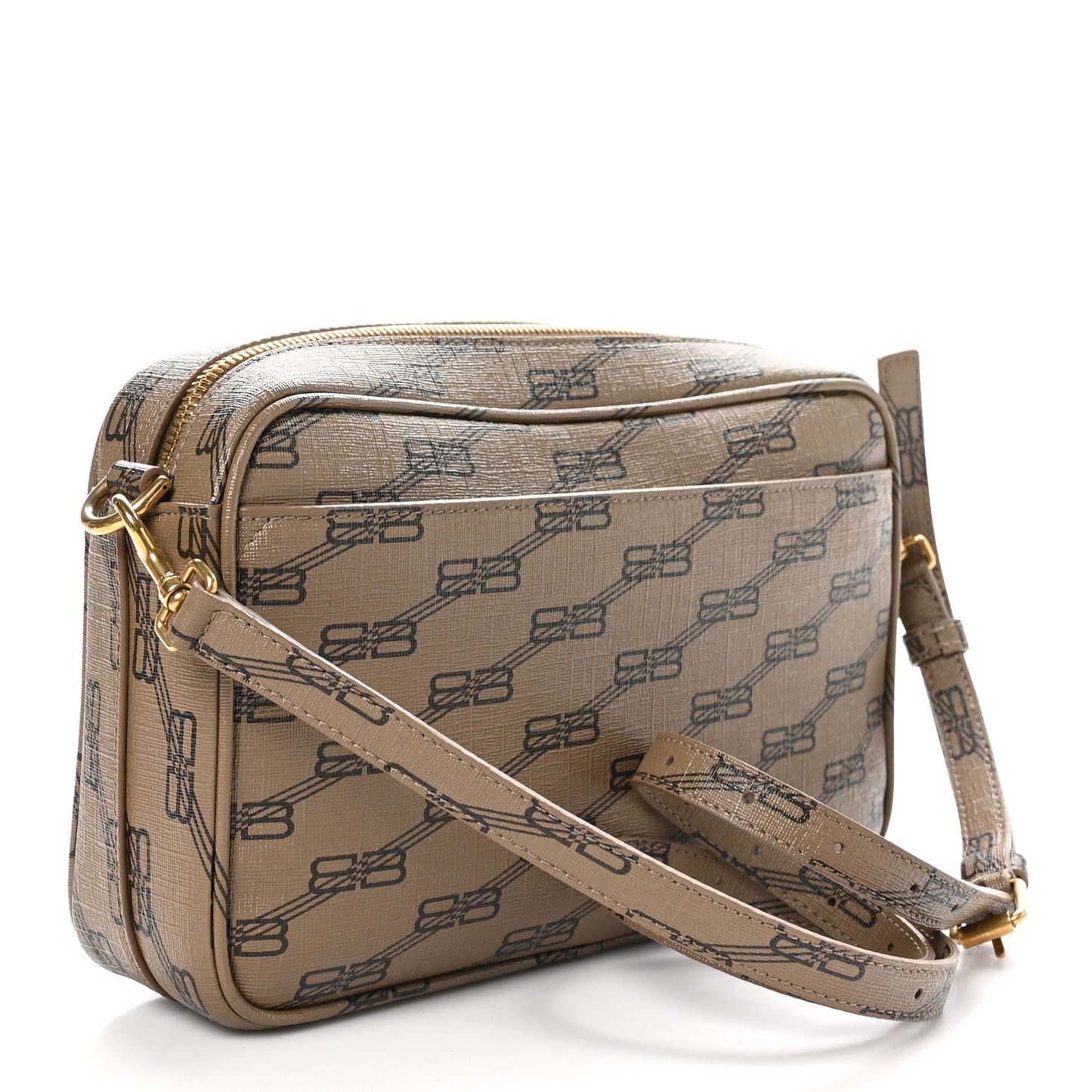 Coated Canvas BB Monogram Medium Signature Camera Bag Beige Brown