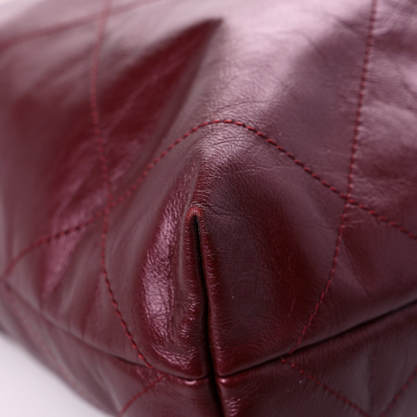 Shiny Calfskin Quilted Small Chanel 22 Burgundy