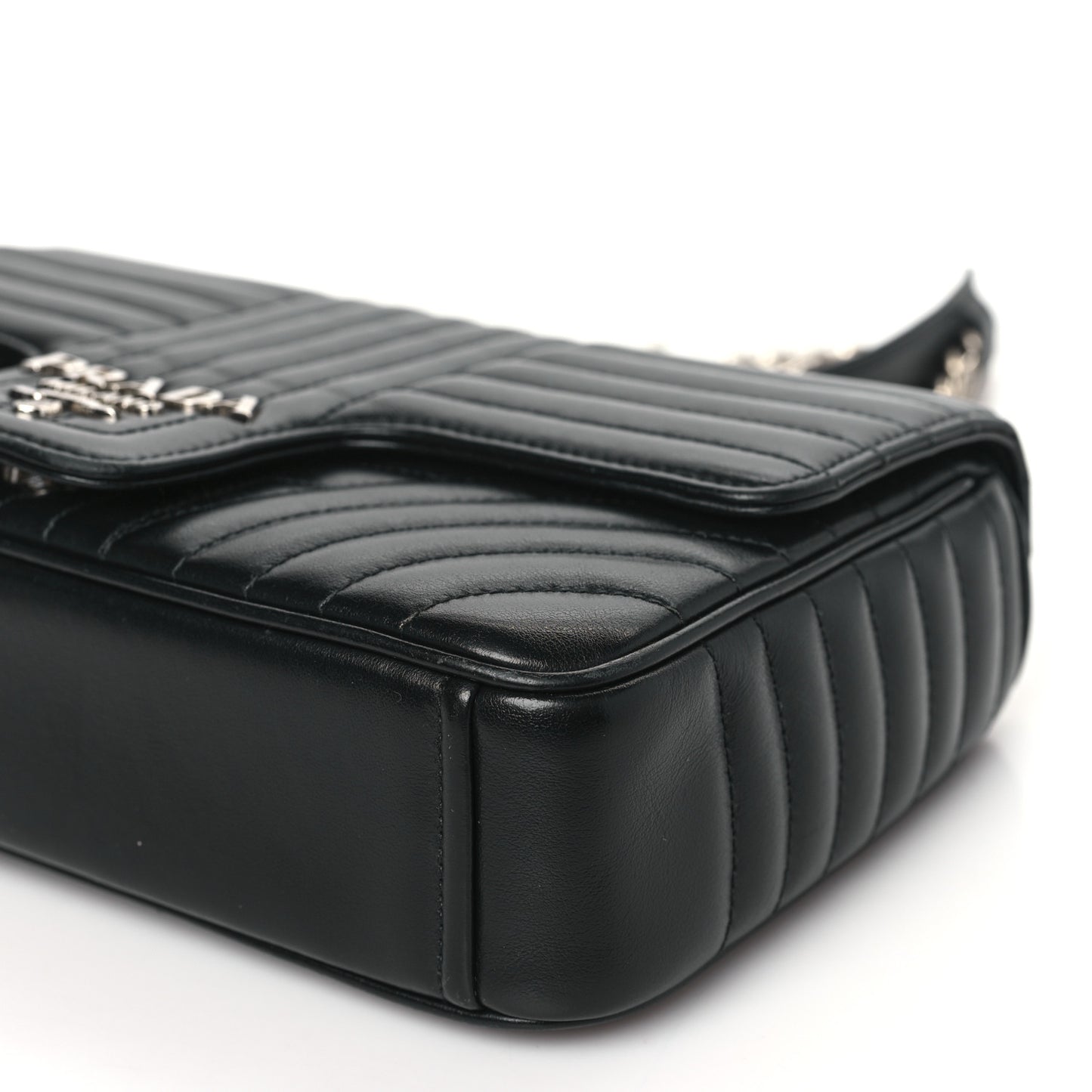 Soft Calfskin Impunture Diagramme Medium Chain Flap Shoulder Bag Black