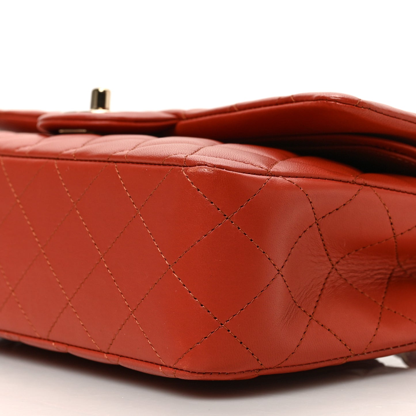 Lambskin Quilted Medium Double Flap Brown