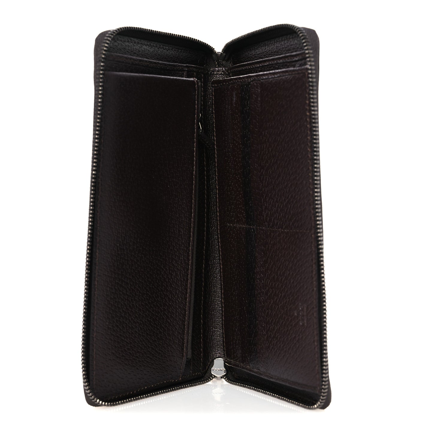 Monogram Metal Bar Zip Around Travel Wallet Dark Brown