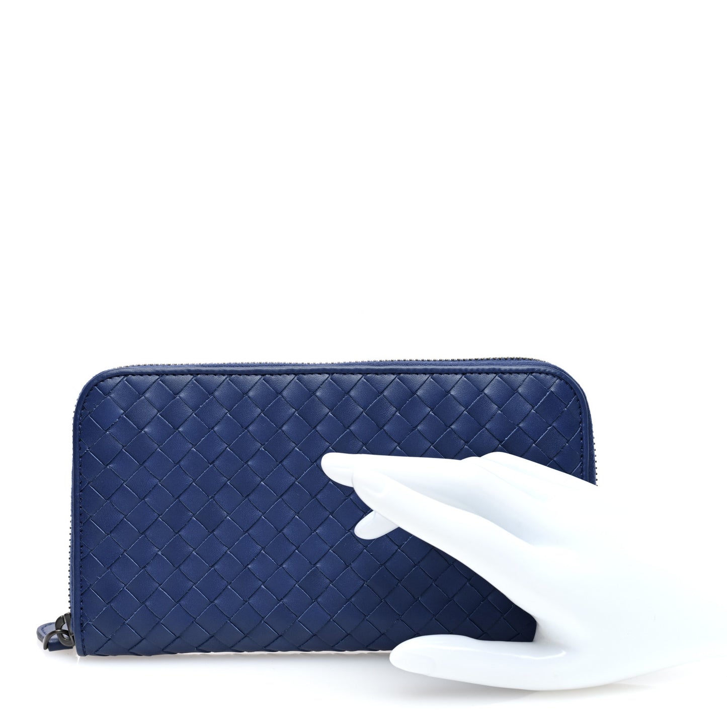Nappa Intrecciato Zip Around Wallet Cobalt
