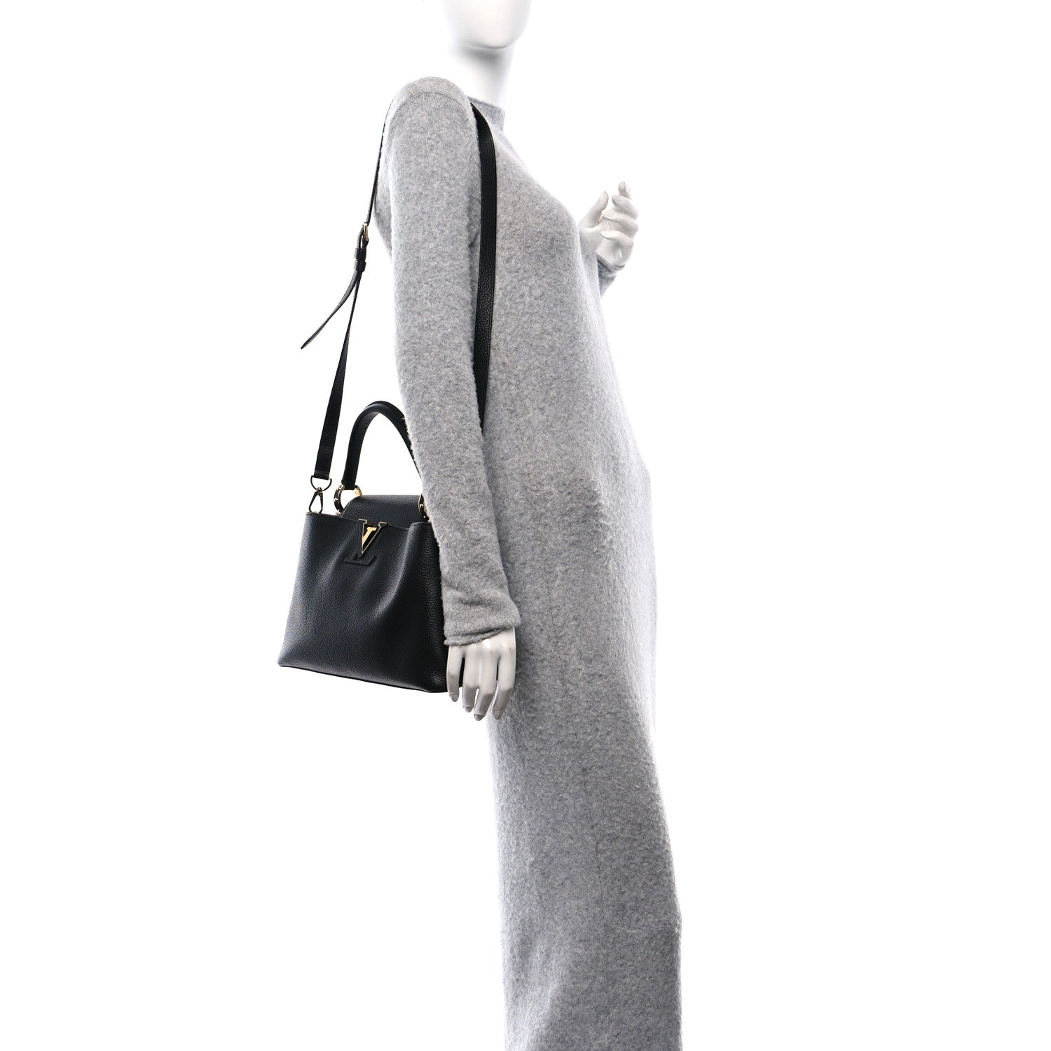 Louis Vuitton Taurillon Capucines BB Black Fuchsia 2 of 10