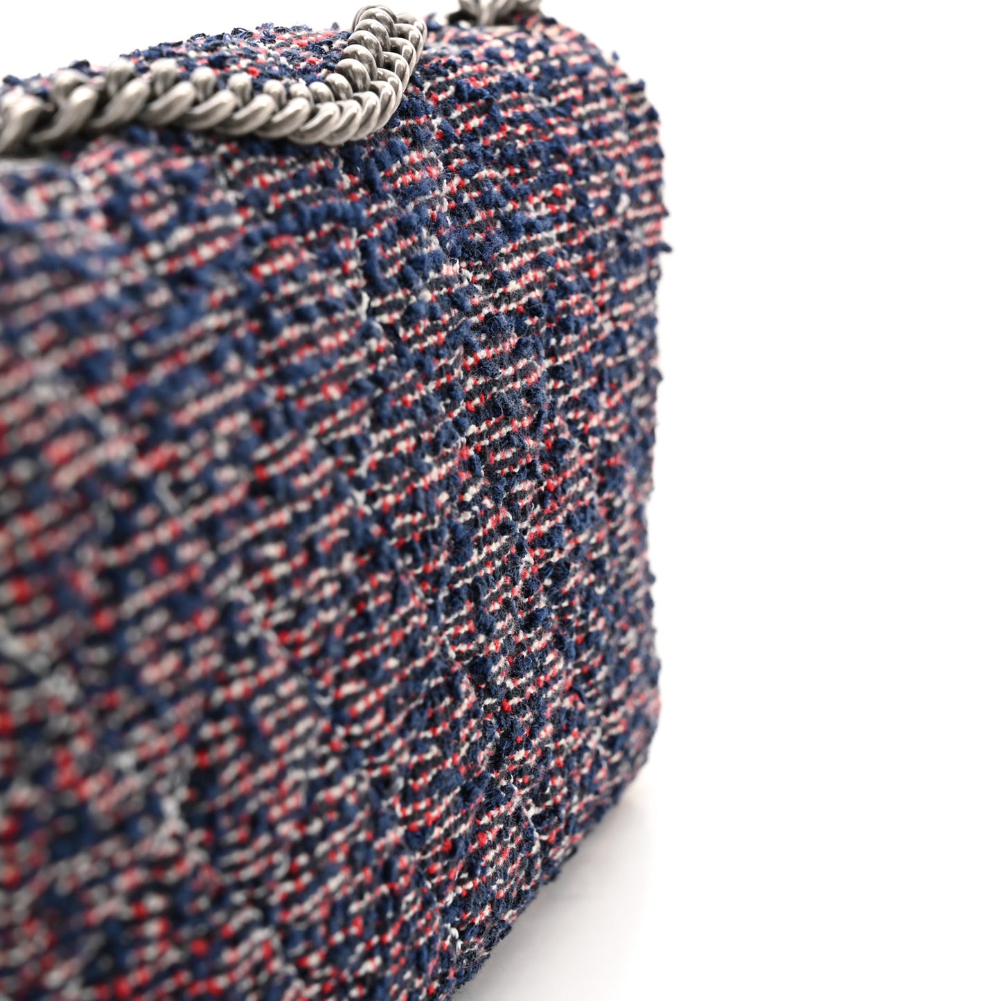 Tweed Quilted Medium Single Flap Blue Multicolor