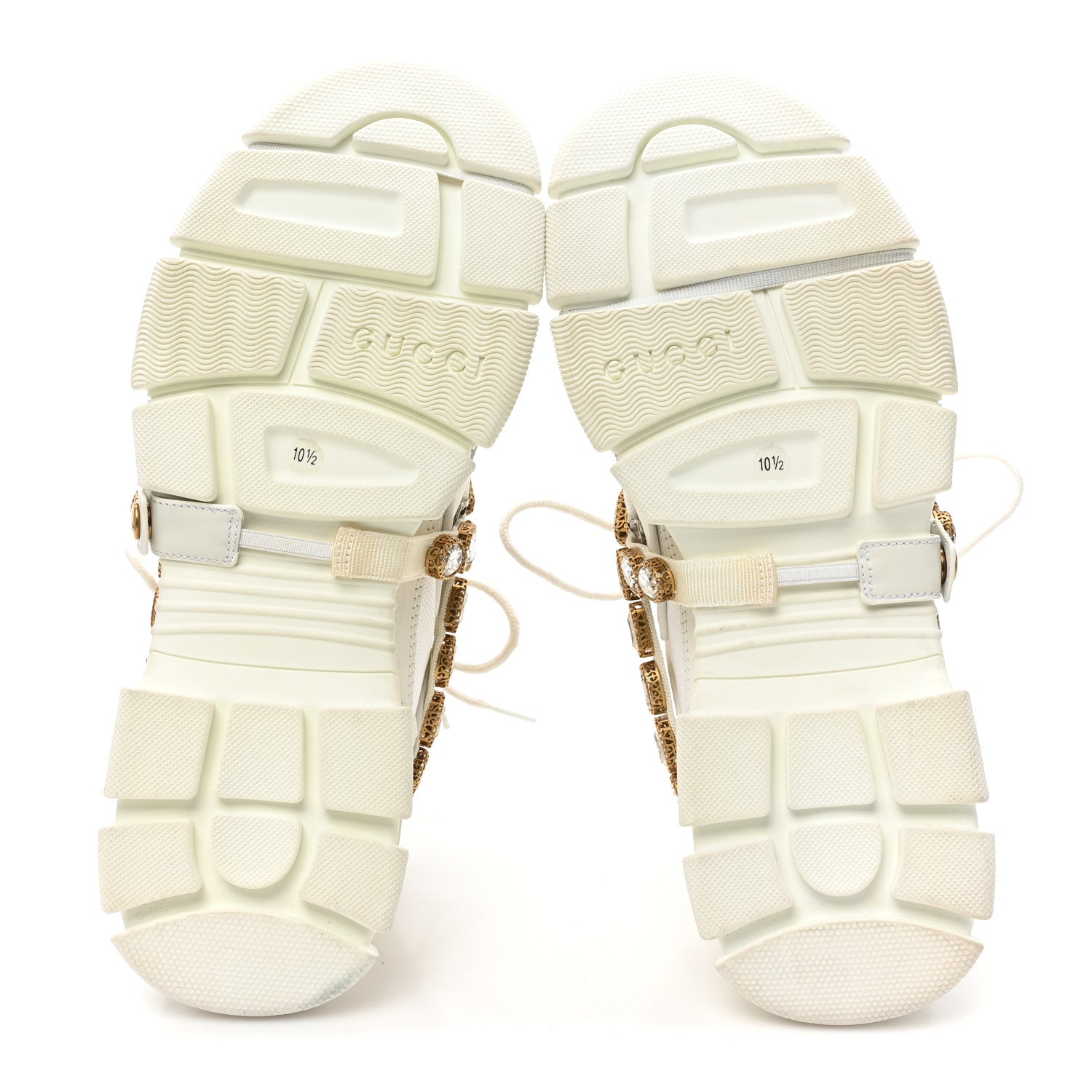 Gucci X SEGA Mesh Calfskin Suede Removable Crystals Mens Flashtrek Sneakers 10.5 Great White 5 of 7