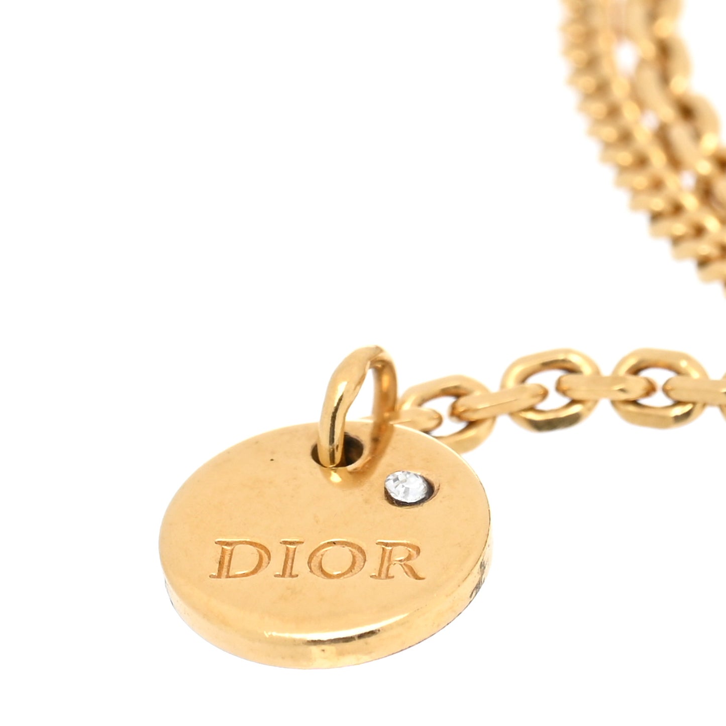 Metal Crystal Petit CD Double Bracelet Gold